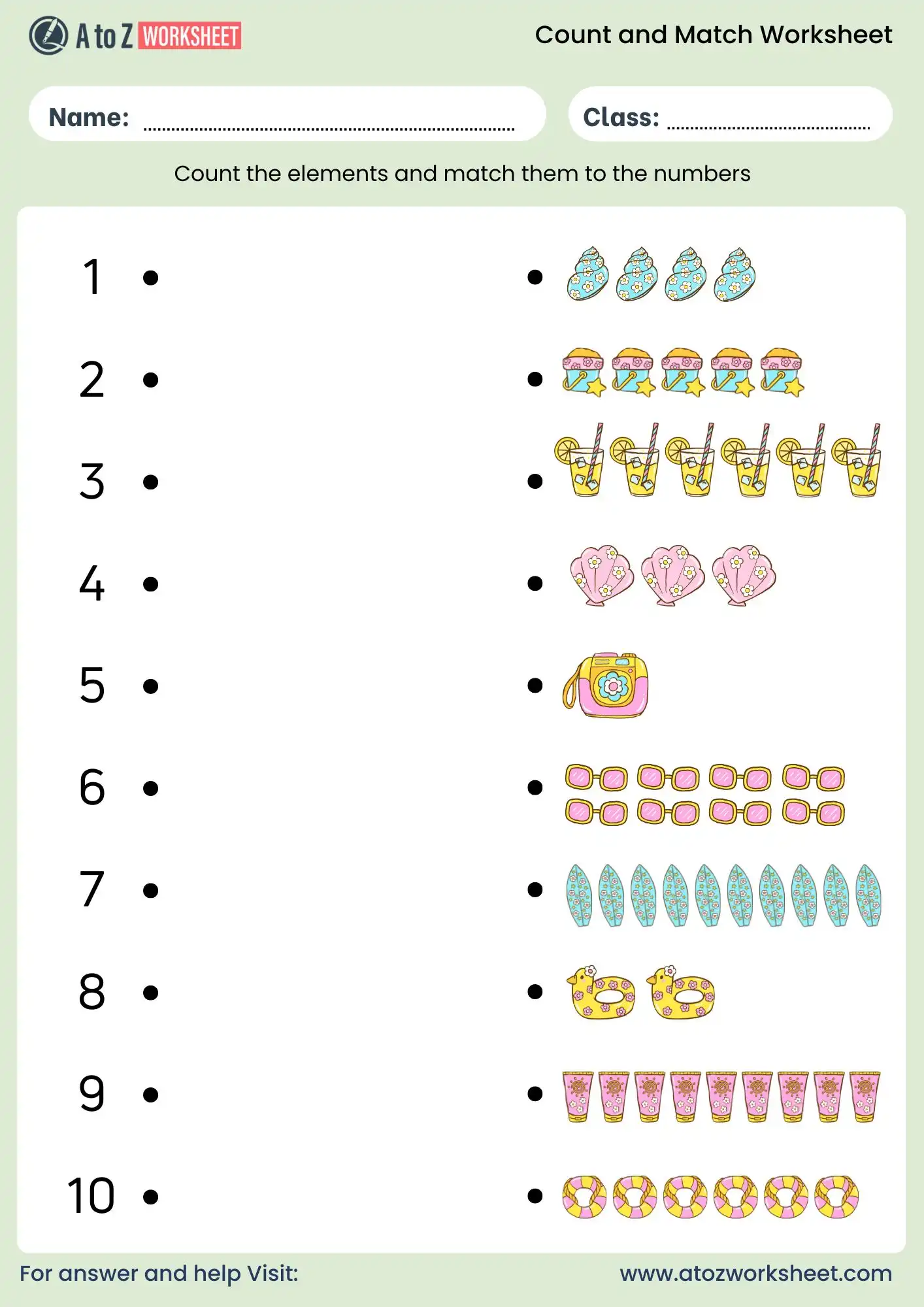 count and match worksheets pdf for kindergarten