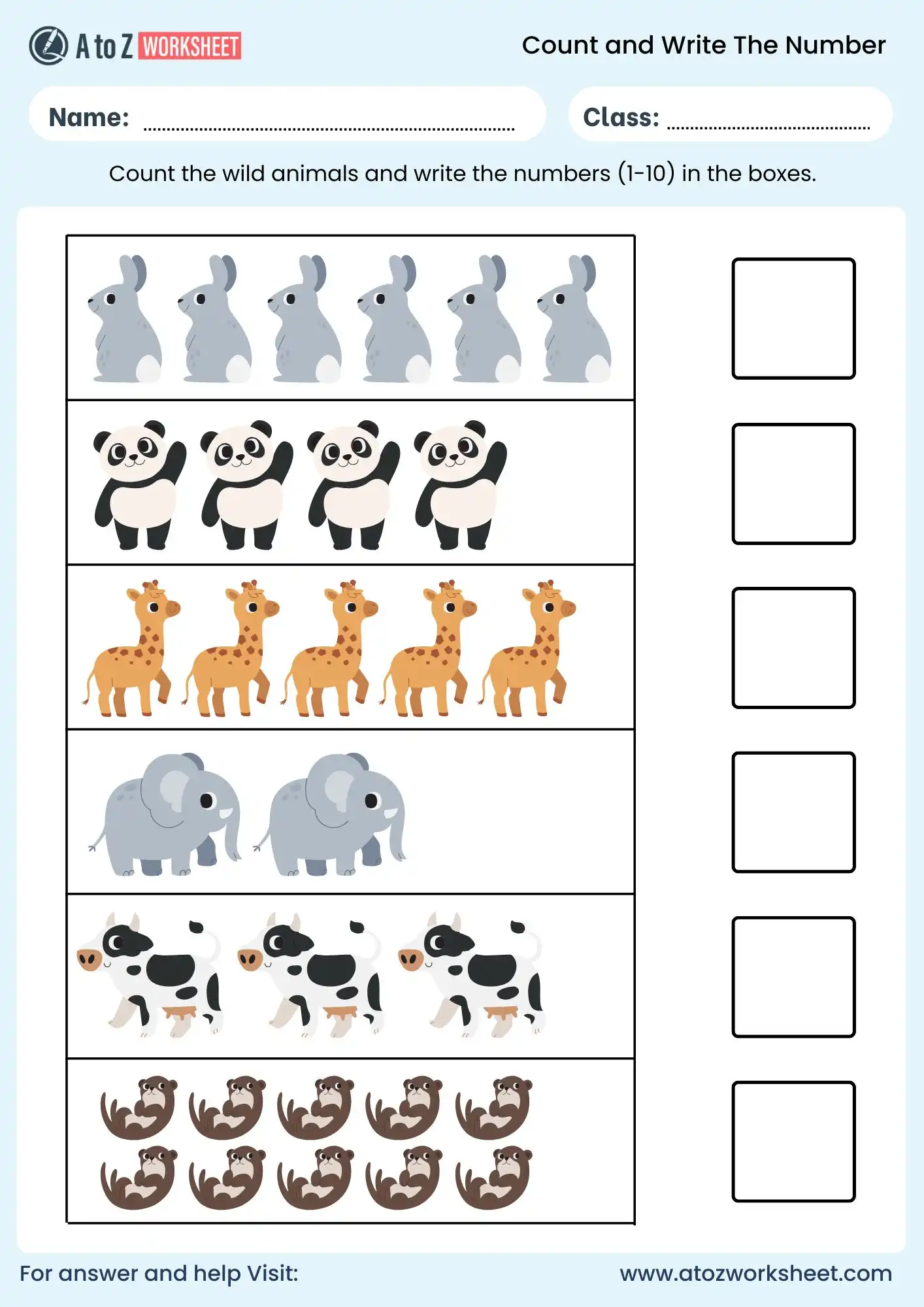 count and write the number worksheets animals kindergarten ukg