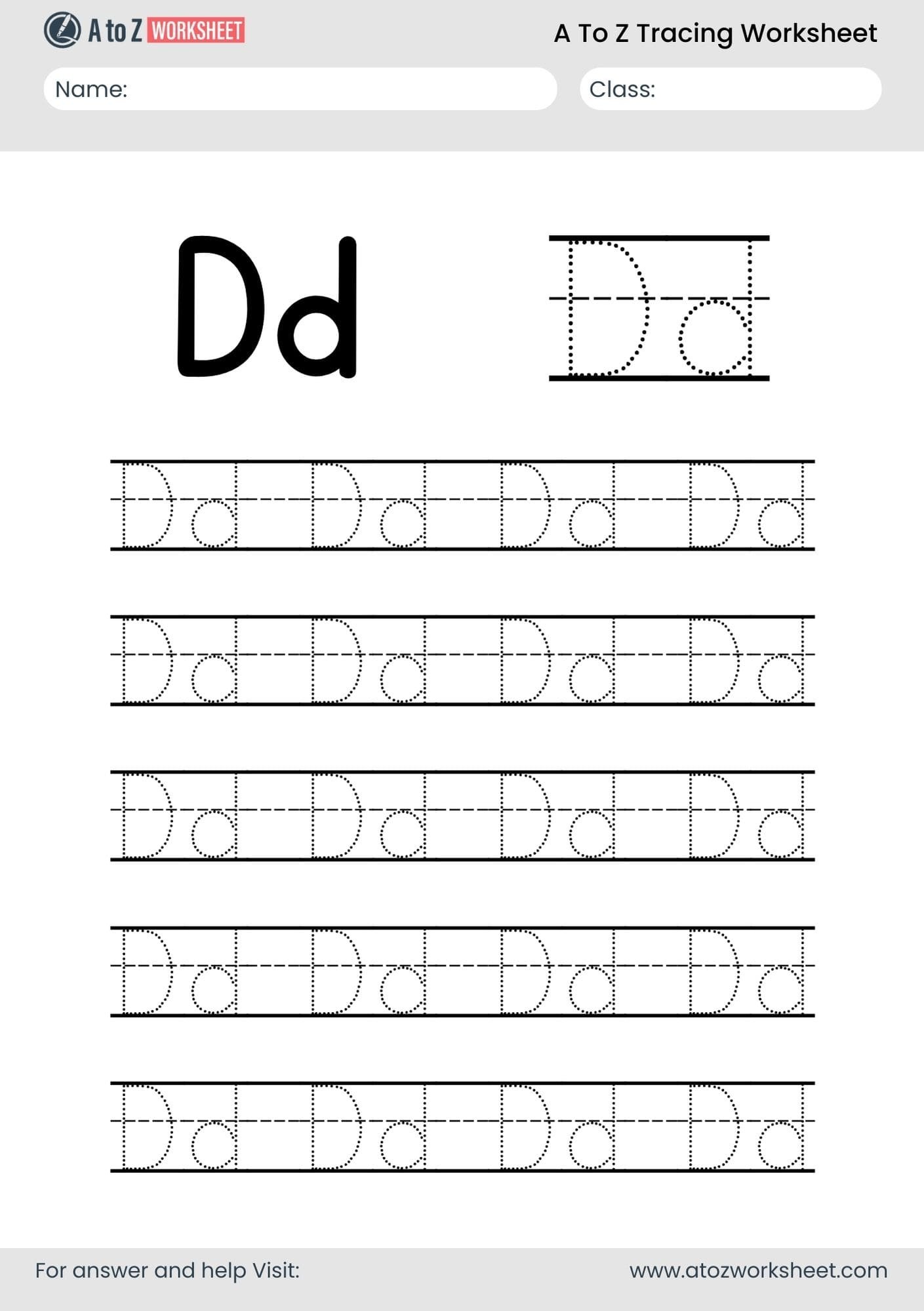 d letter a to z alphabet worksheets pdf