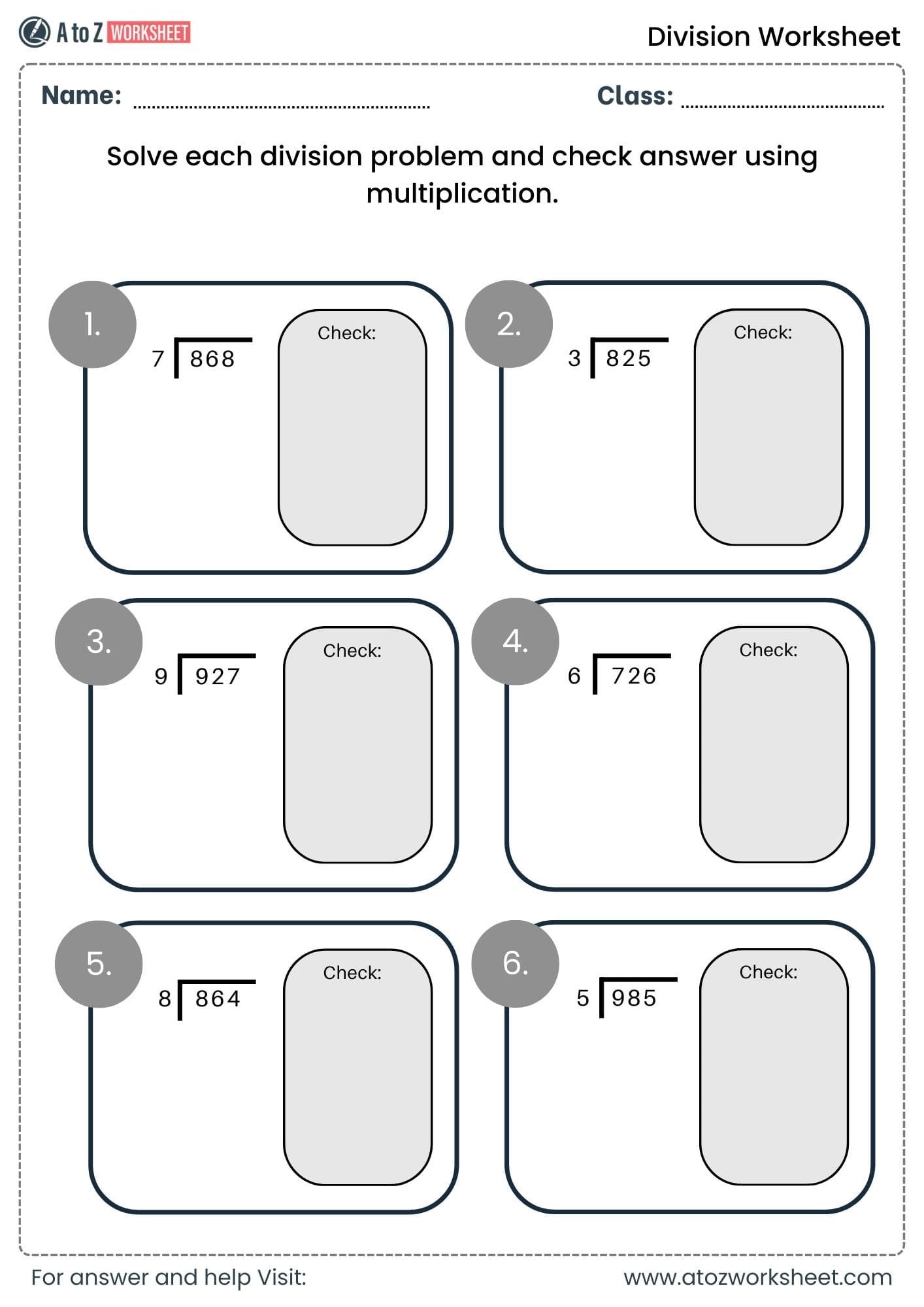 division worksheets for class 2, class 3 and class 4