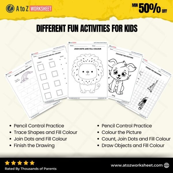 drawing worksheets pdf bundle for ukg lkg nursery kids- product image 2