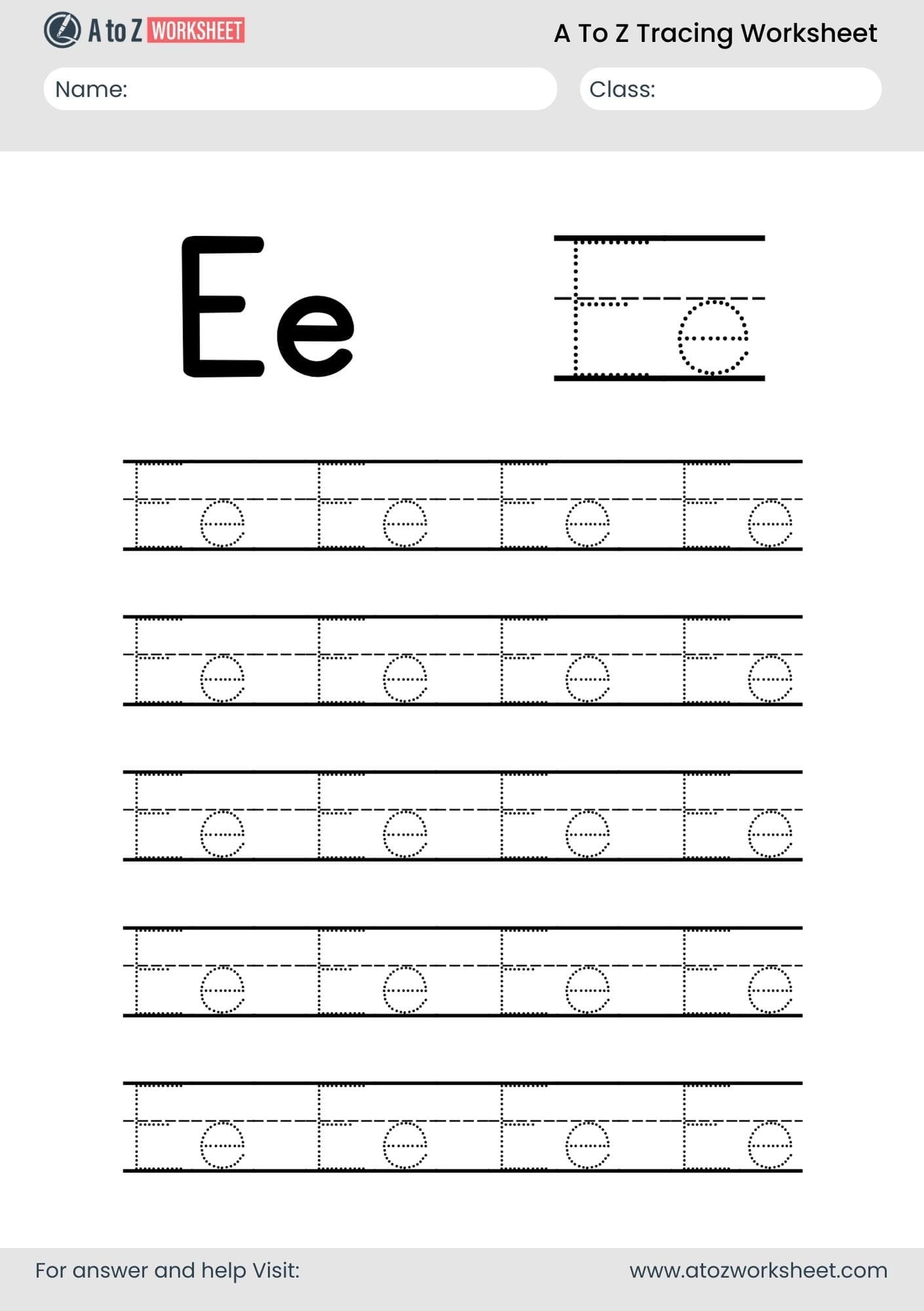 e letter a to z alphabet worksheets pdf