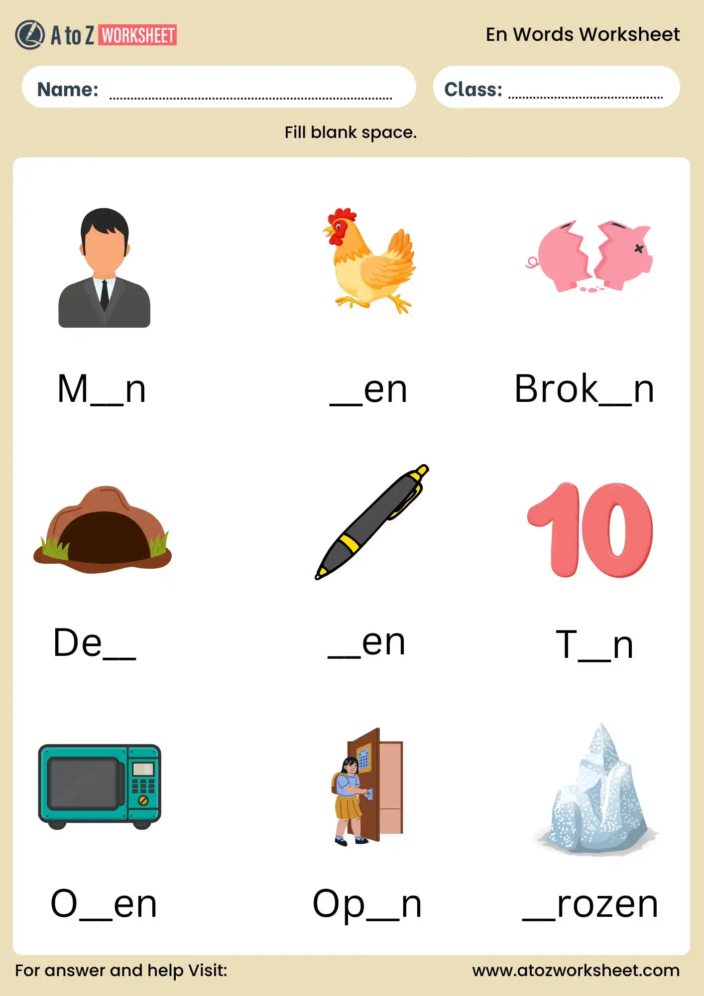 en word family worksheets fill in the blanks with answers