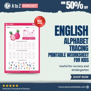 english alphabet tracing worksheet product image- 1