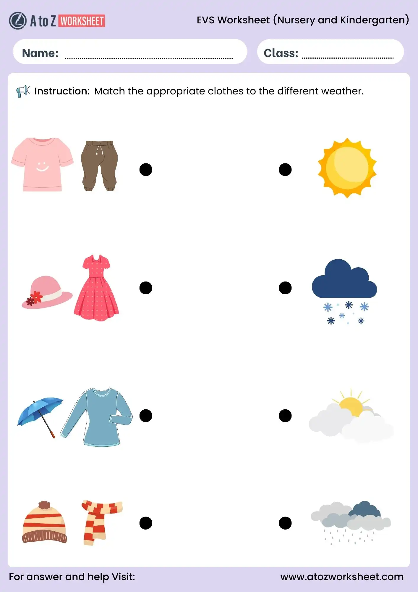 evs worksheet for nursery and kindergarten clothes and weather activity