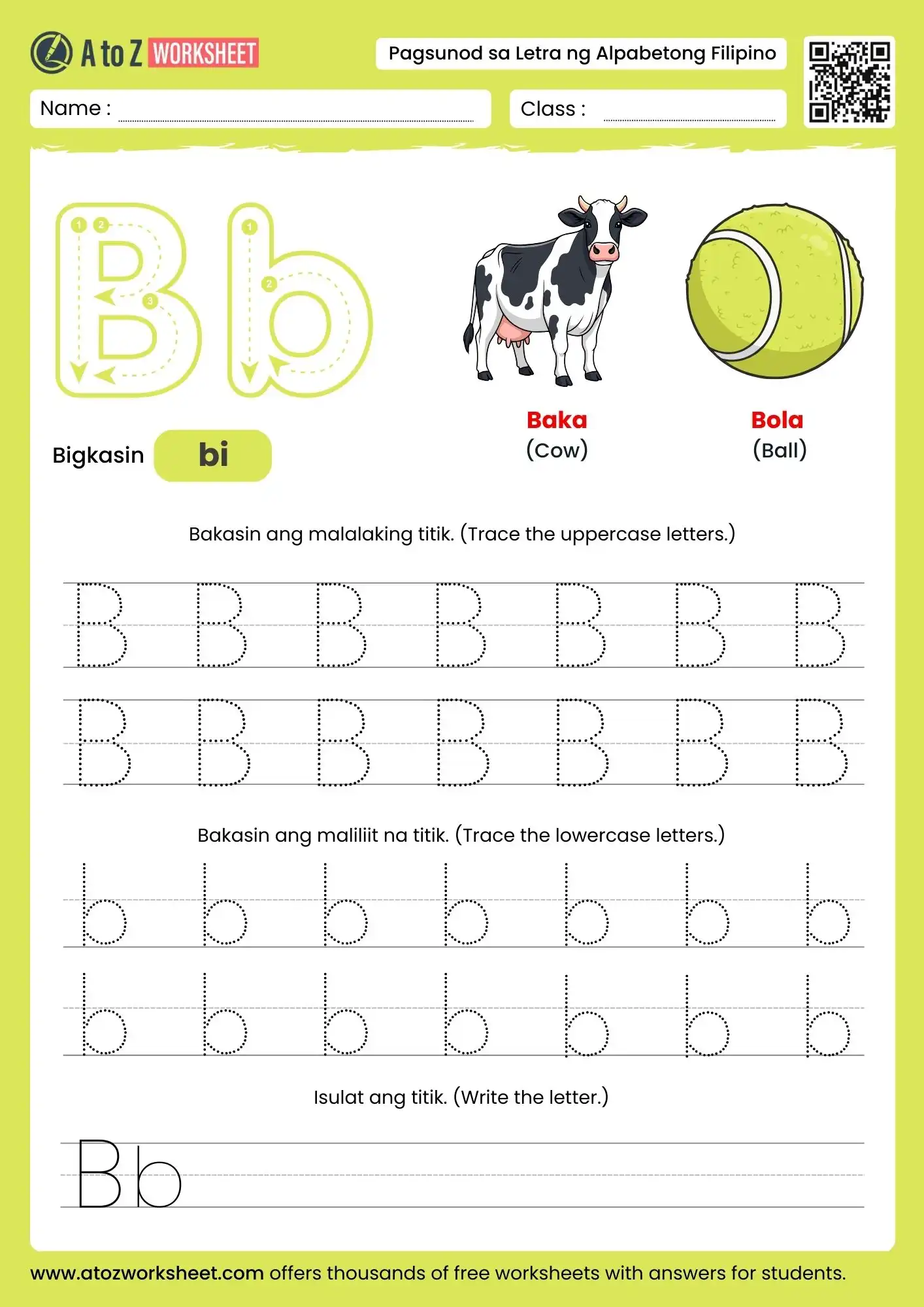 filipino alphabet tracing worksheets for letter b