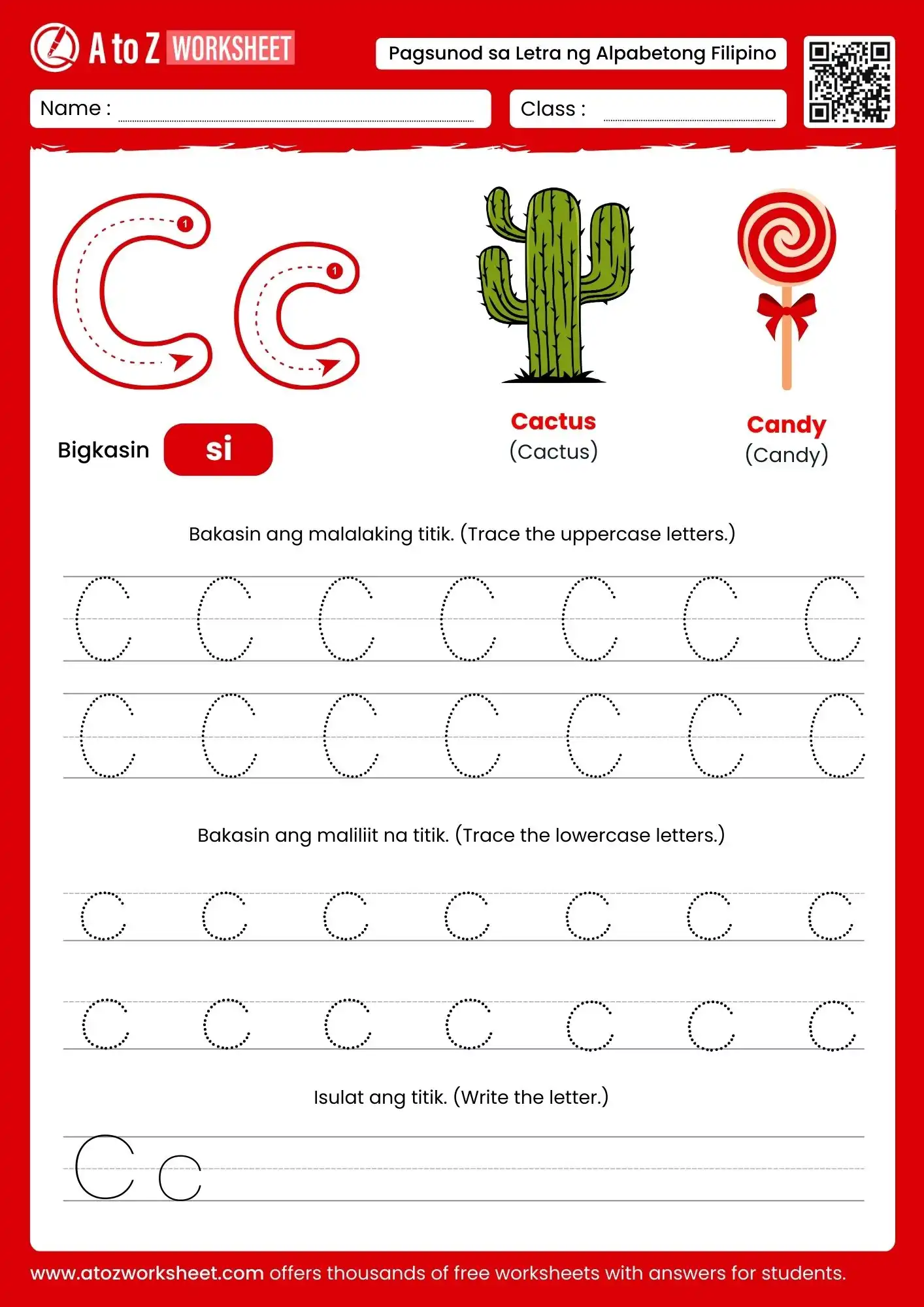 filipino alphabet tracing worksheets for letter c