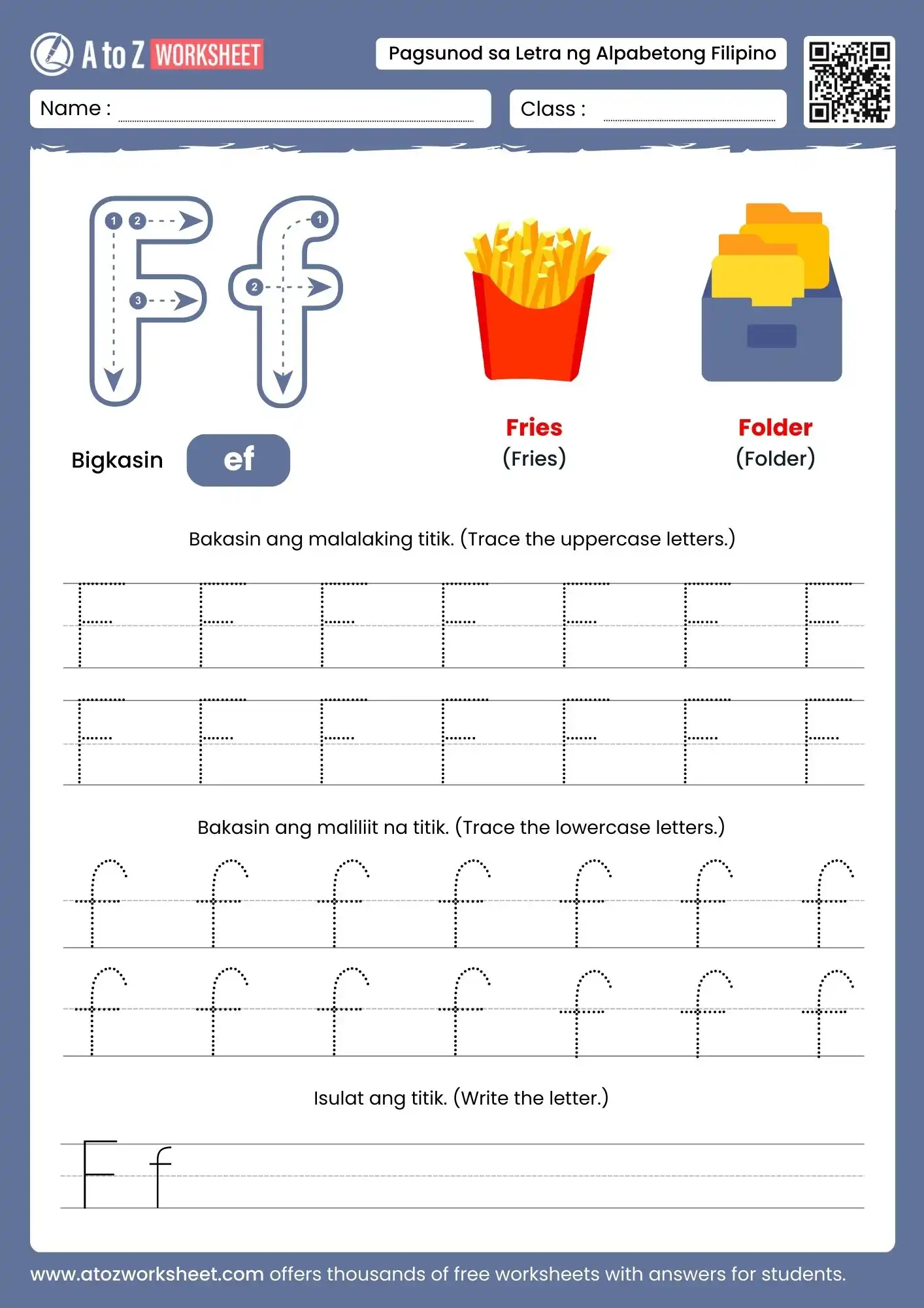 filipino alphabet tracing worksheets for letter f