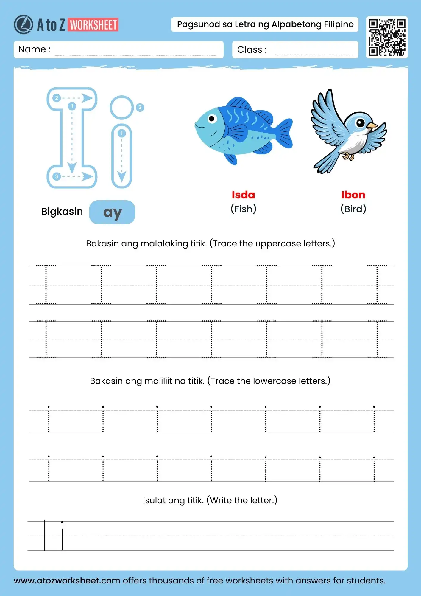 filipino alphabet tracing worksheets for letter i