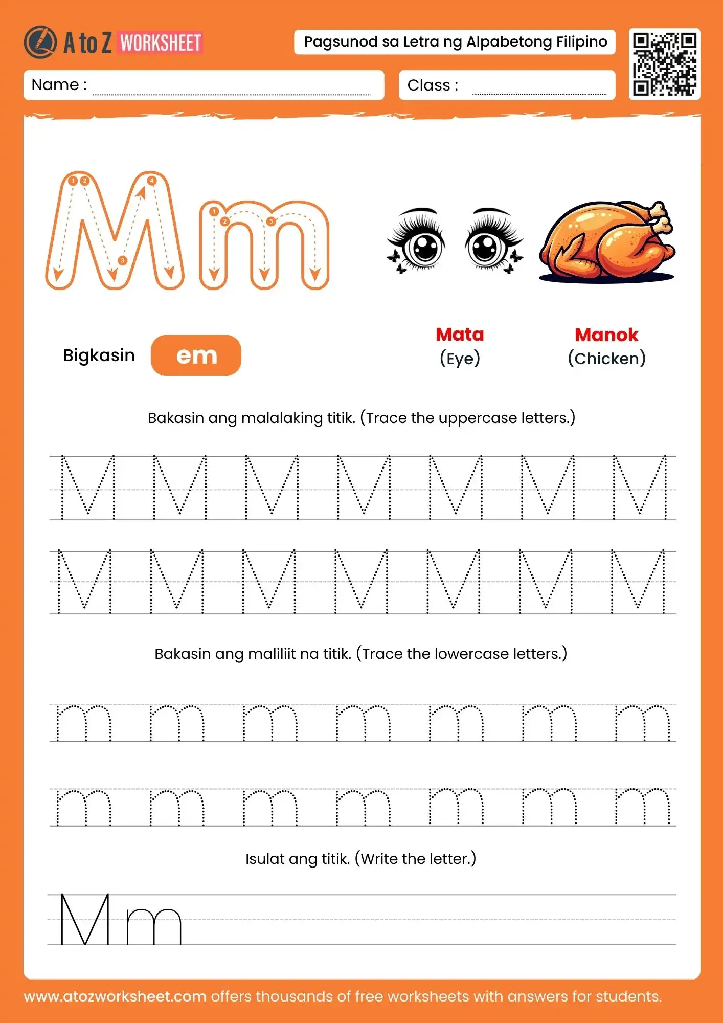 filipino alphabet tracing worksheets for letter m