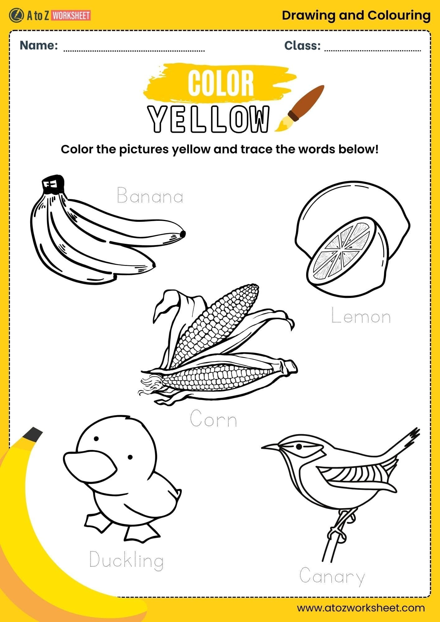yellow fill specific color drawing and colouring worksheets ukg class 1