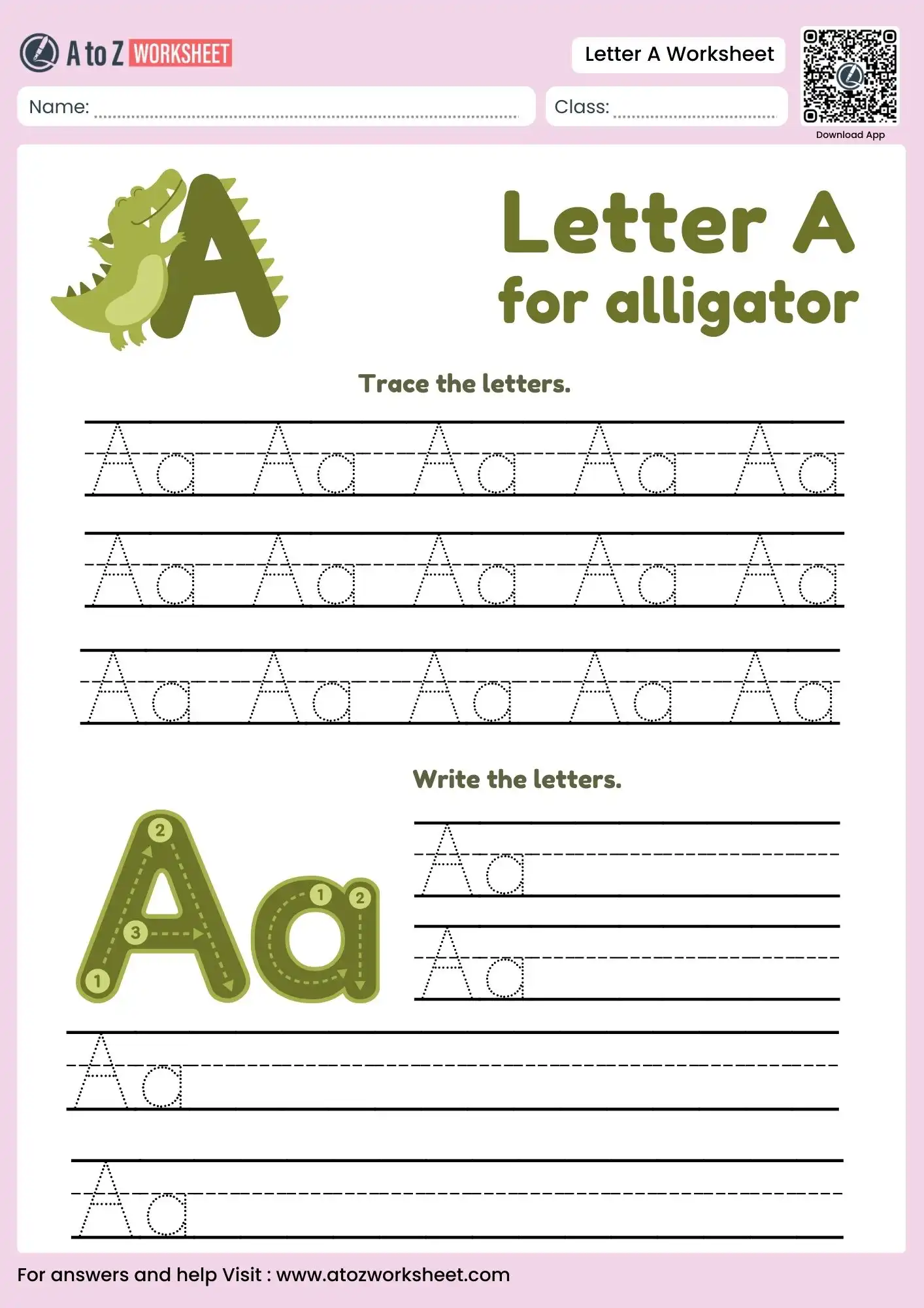 free printable letter a worksheets for kindergarten penmanship and writing practice