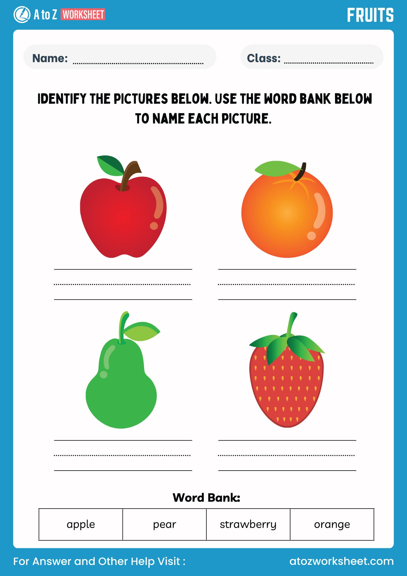 Fruits Name Worksheet – Free Printable PDF Activities 4 fruits name worksheets name tracing for ukg