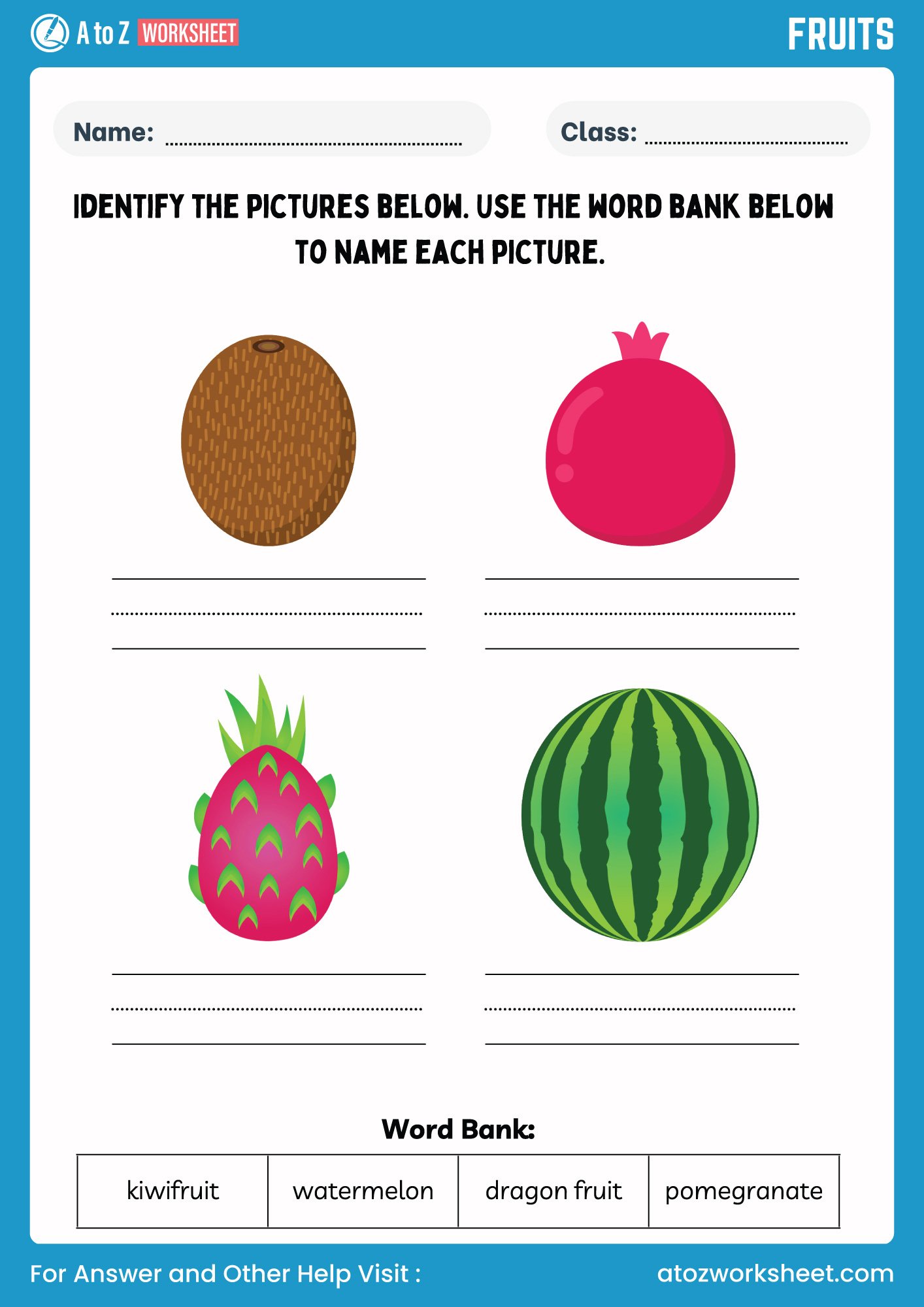 Fruits Name Worksheet – Free Printable PDF Activities 5 fruits name worksheets tracing activity