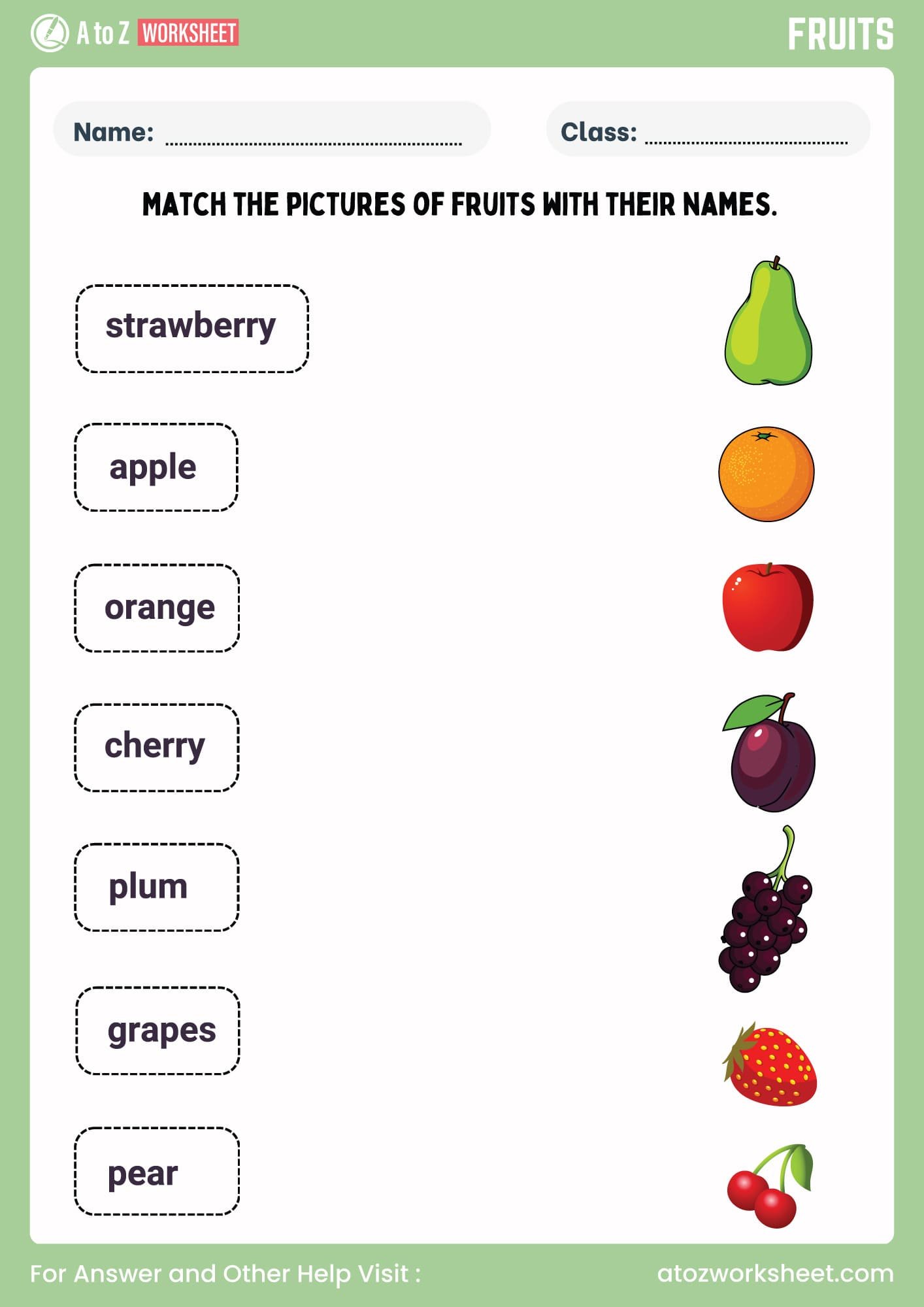 20+ Free Fruits and Vegetables Worksheets 10 fruits and vegetables worksheets matching activity for kids