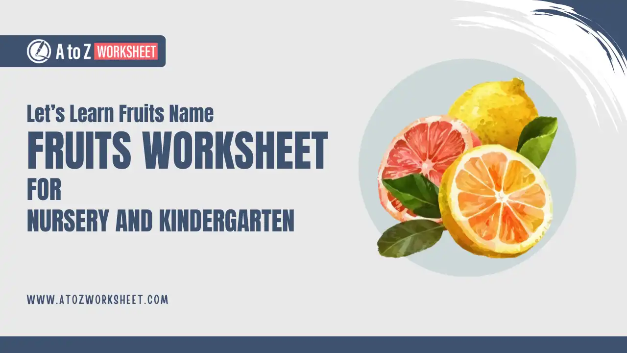 fruits name worksheet for kids