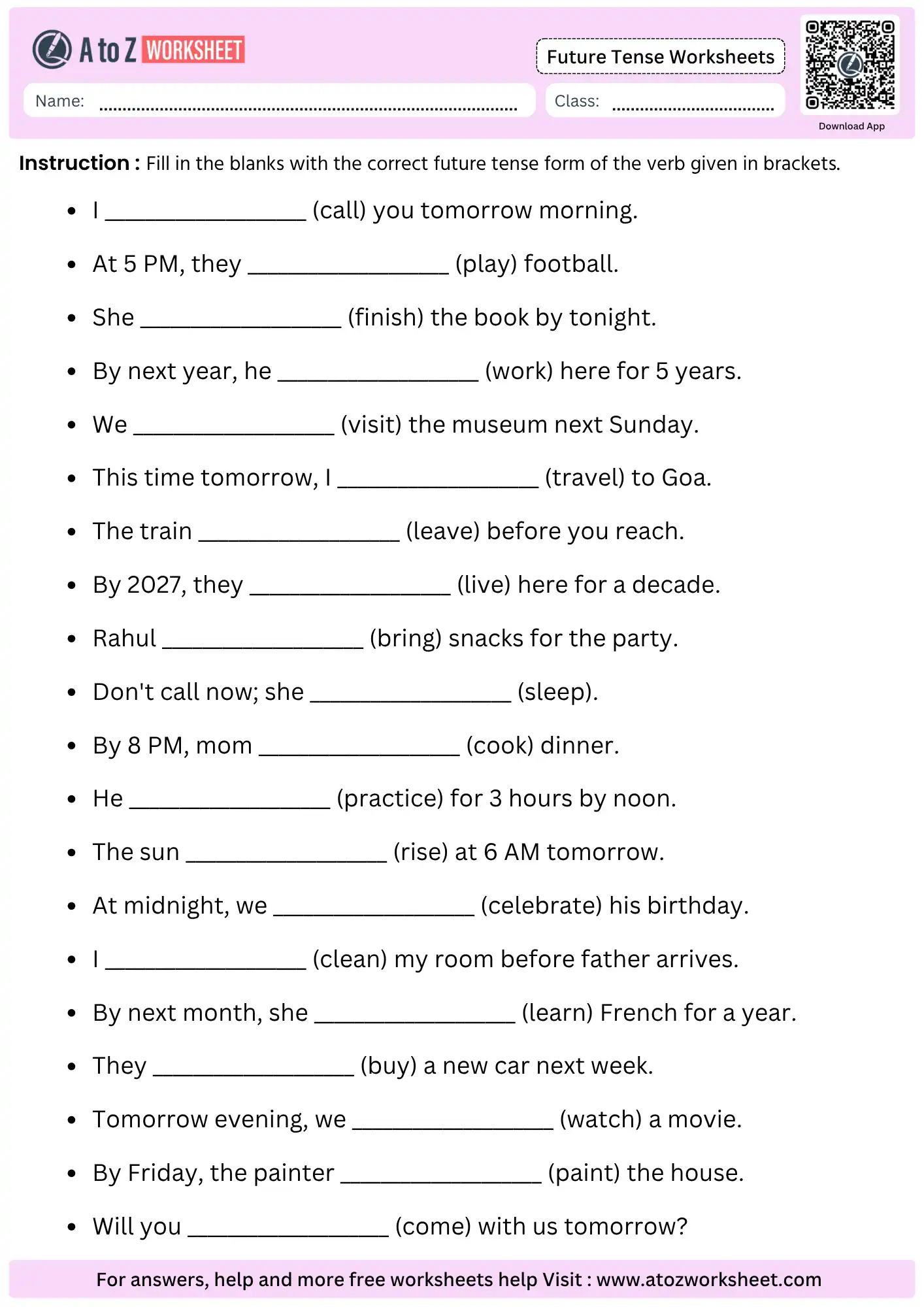 future tense worksheets with answers advanced future continuous perfect fill in blanks pdf