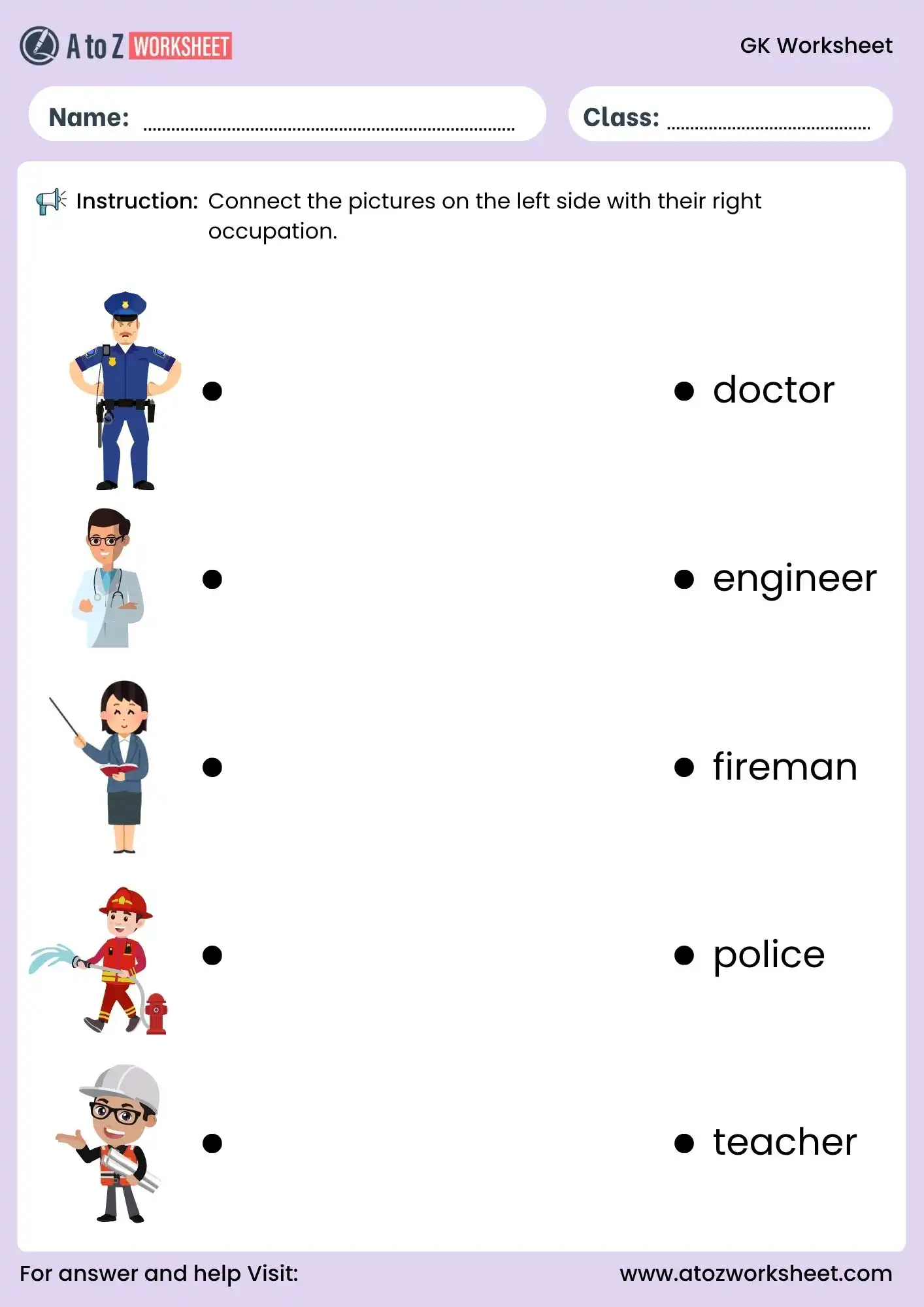 gk for class 1 worksheets community helpers activity
