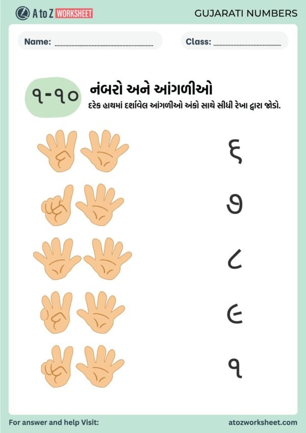 gujarati numbers worksheet for kids