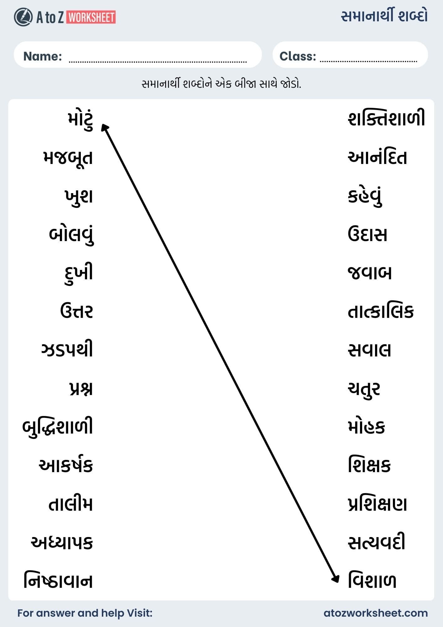 gujarati samanarthi shabd worksheets