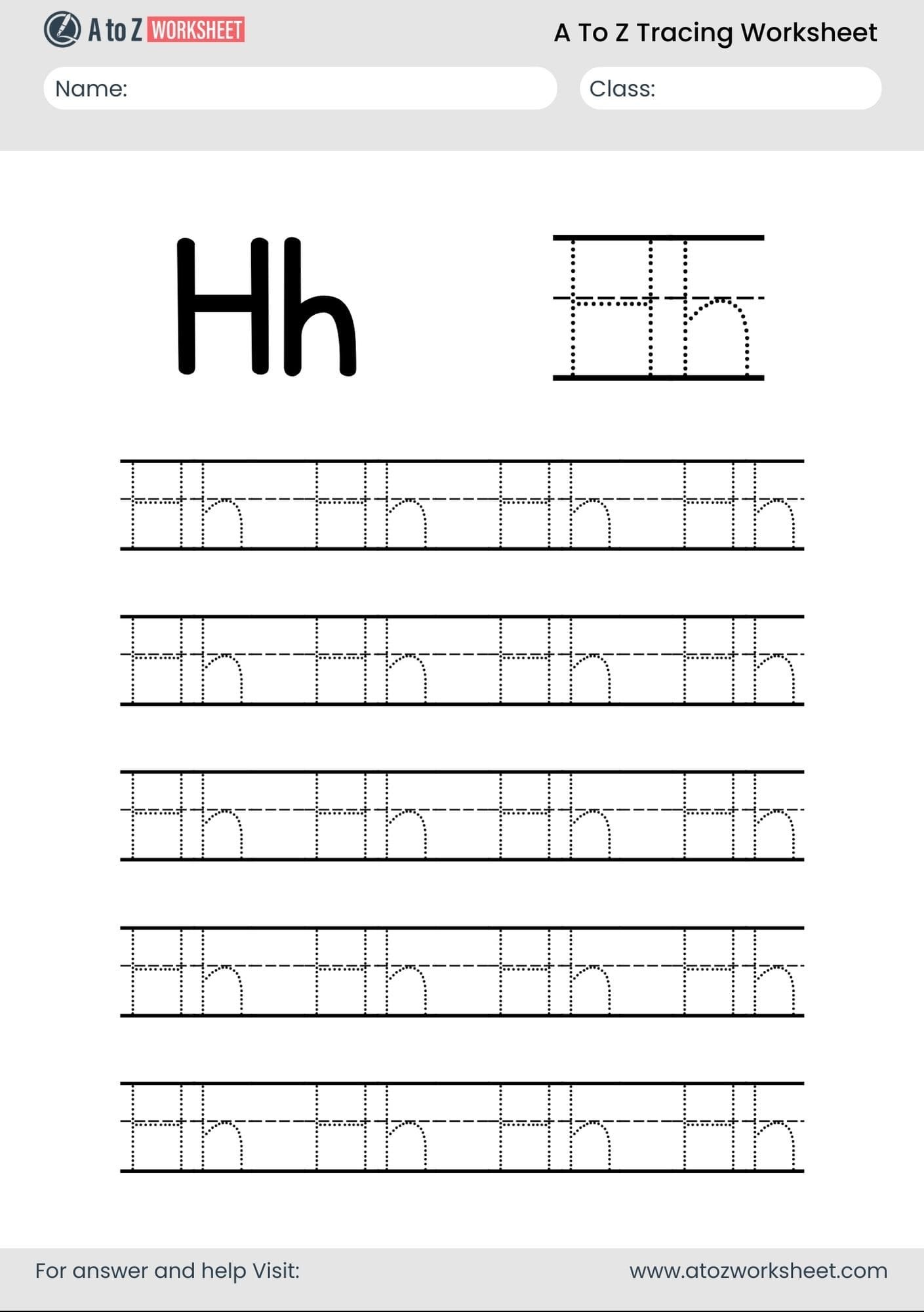 h letter a to z alphabet worksheets pdf