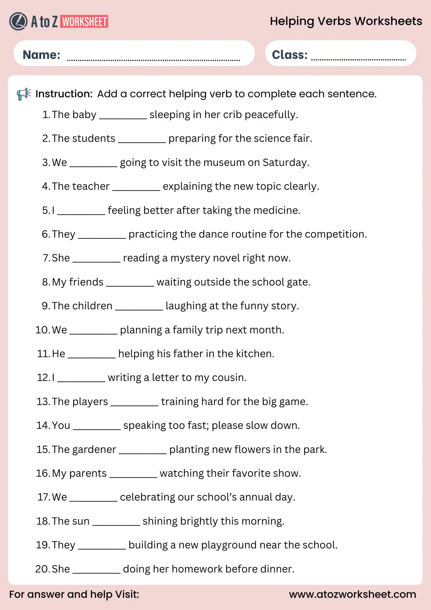 helping verbs worksheets add correct helping verb practice