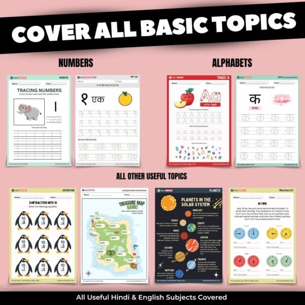 hindi and english worksheets pdf bundle for nursery​, lkg, ukg and class 1 product image- 2