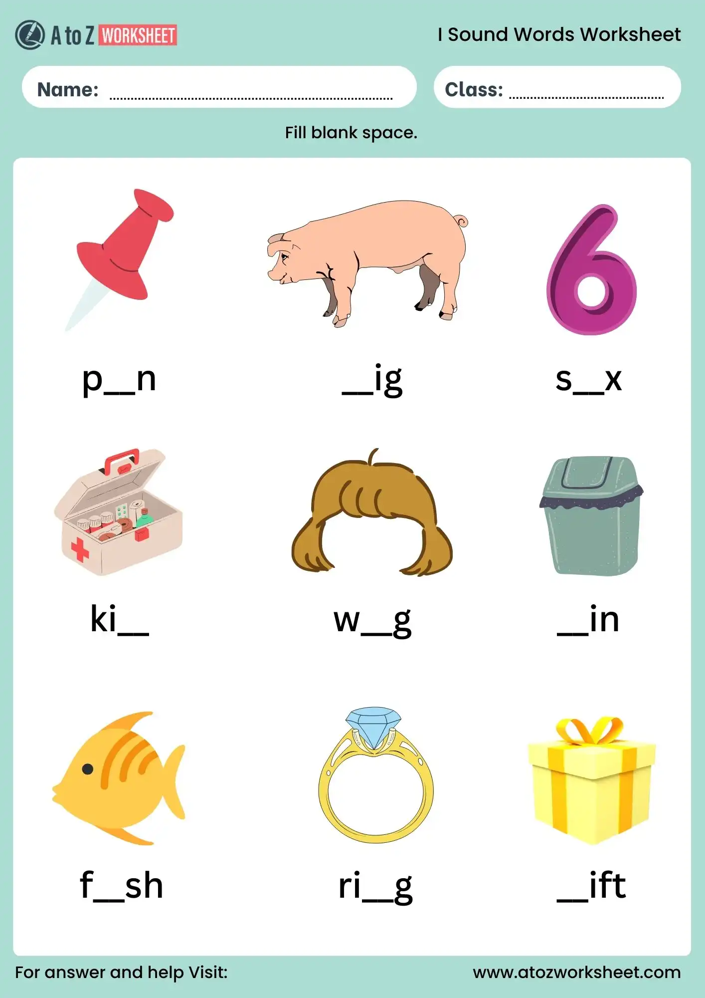 i sound words with pictures worksheet nursery lkg ukg