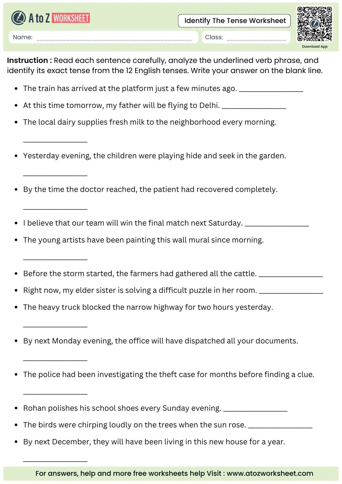 analytical sentence reading templates from identify the tense worksheets pack
