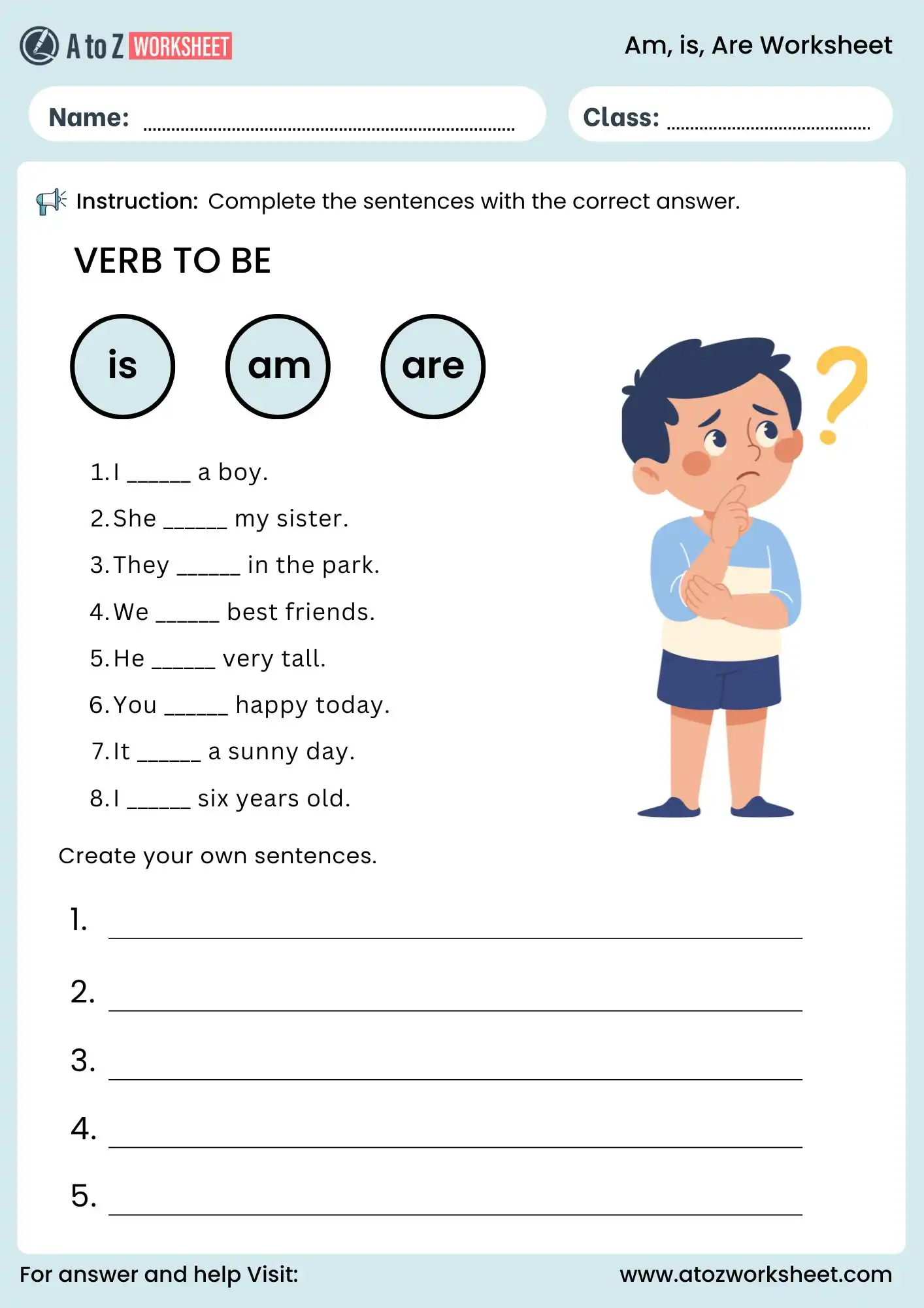is am are worksheet for class 1 and class 2 grammar activity