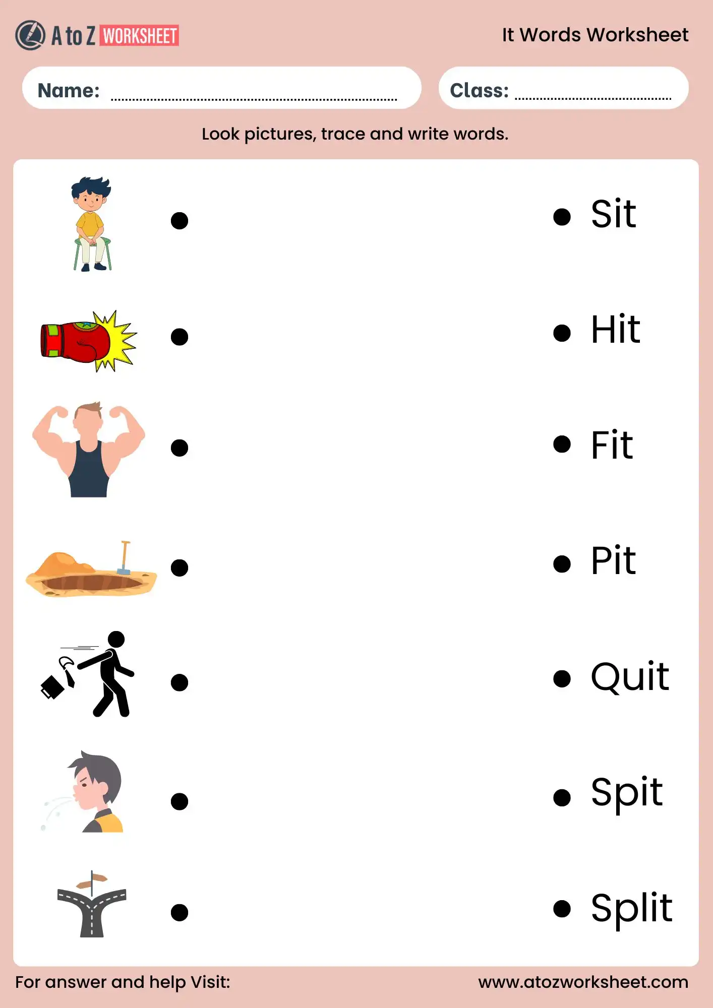 it word family worksheets matching activity for kids