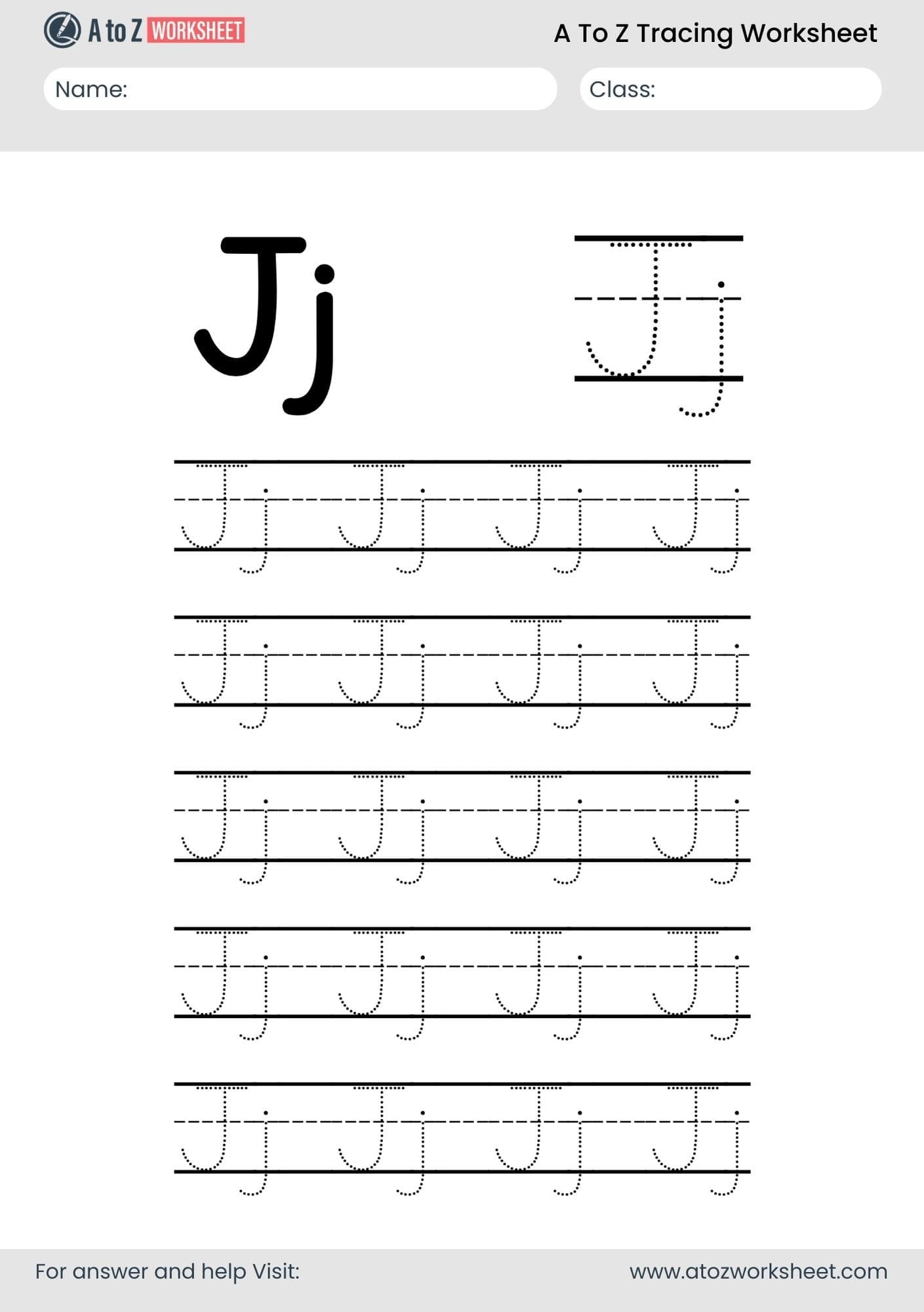 j letter a to z alphabet worksheets pdf