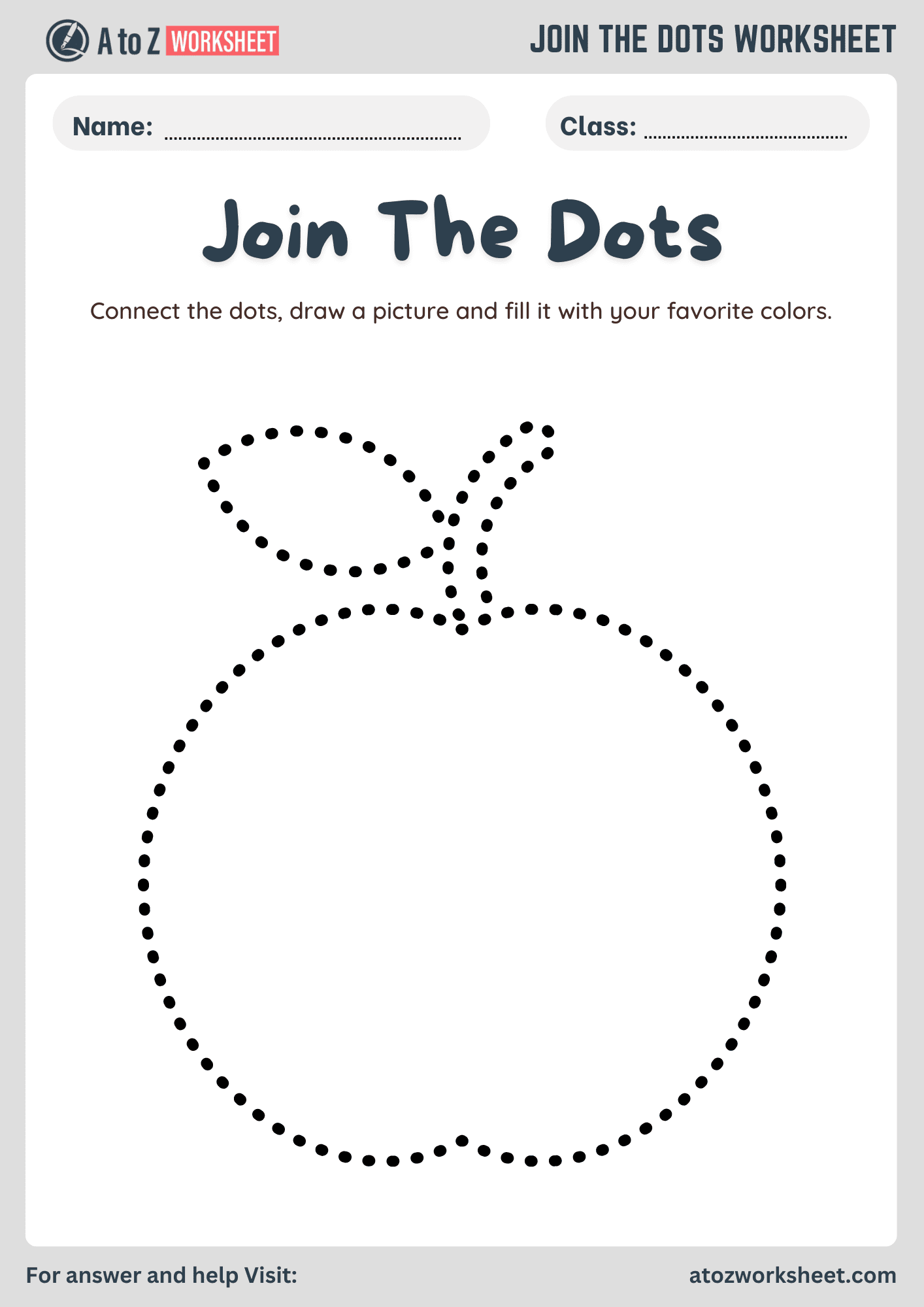 Drawing Worksheet For LKG, UKG, Nursery and Class 1 Kids 5 join the dots worksheets for kids apple tracing