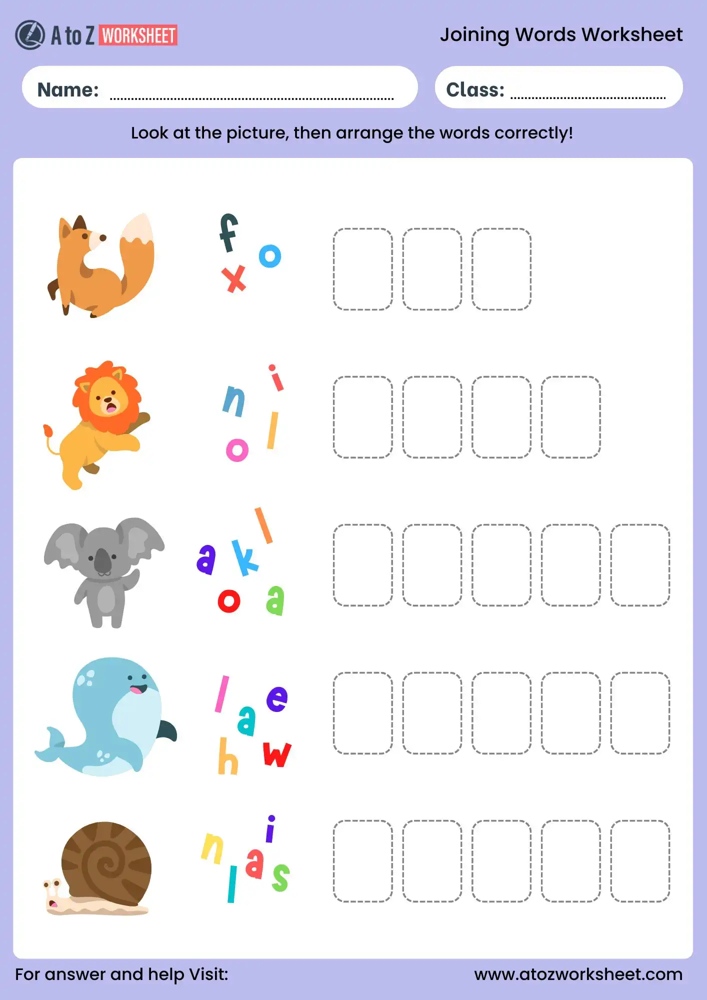 joining words worksheet with pictures for class 1 students