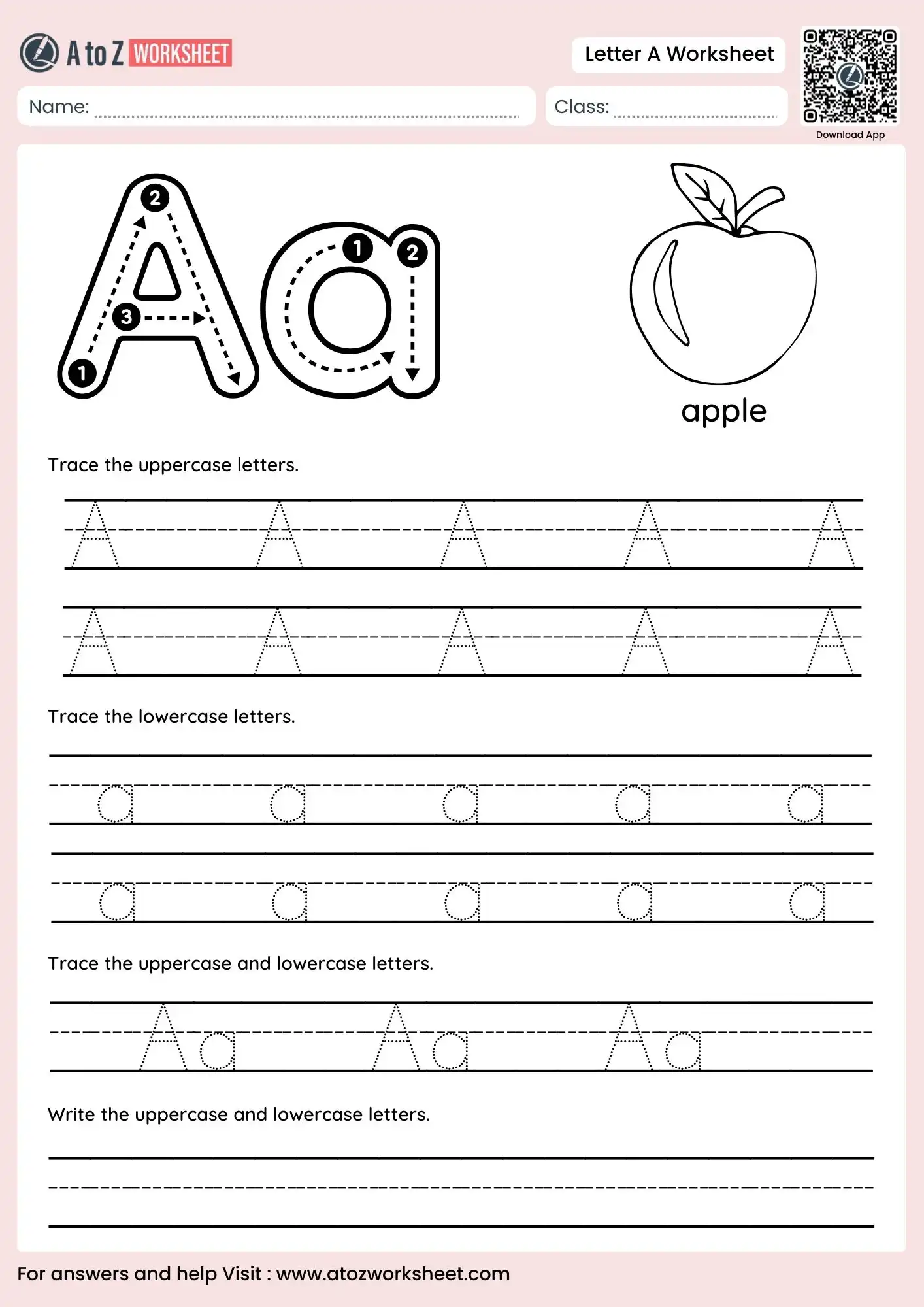 letter a worksheets for preschool focusing on penmanship and writing