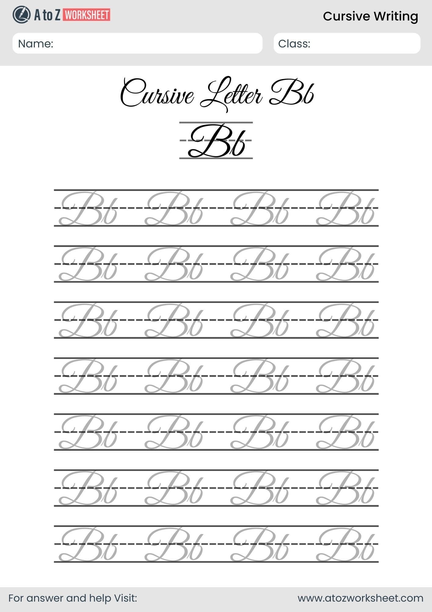 25+ Cursive Writing A to Z Worksheets Free Printable PDF for Kids A