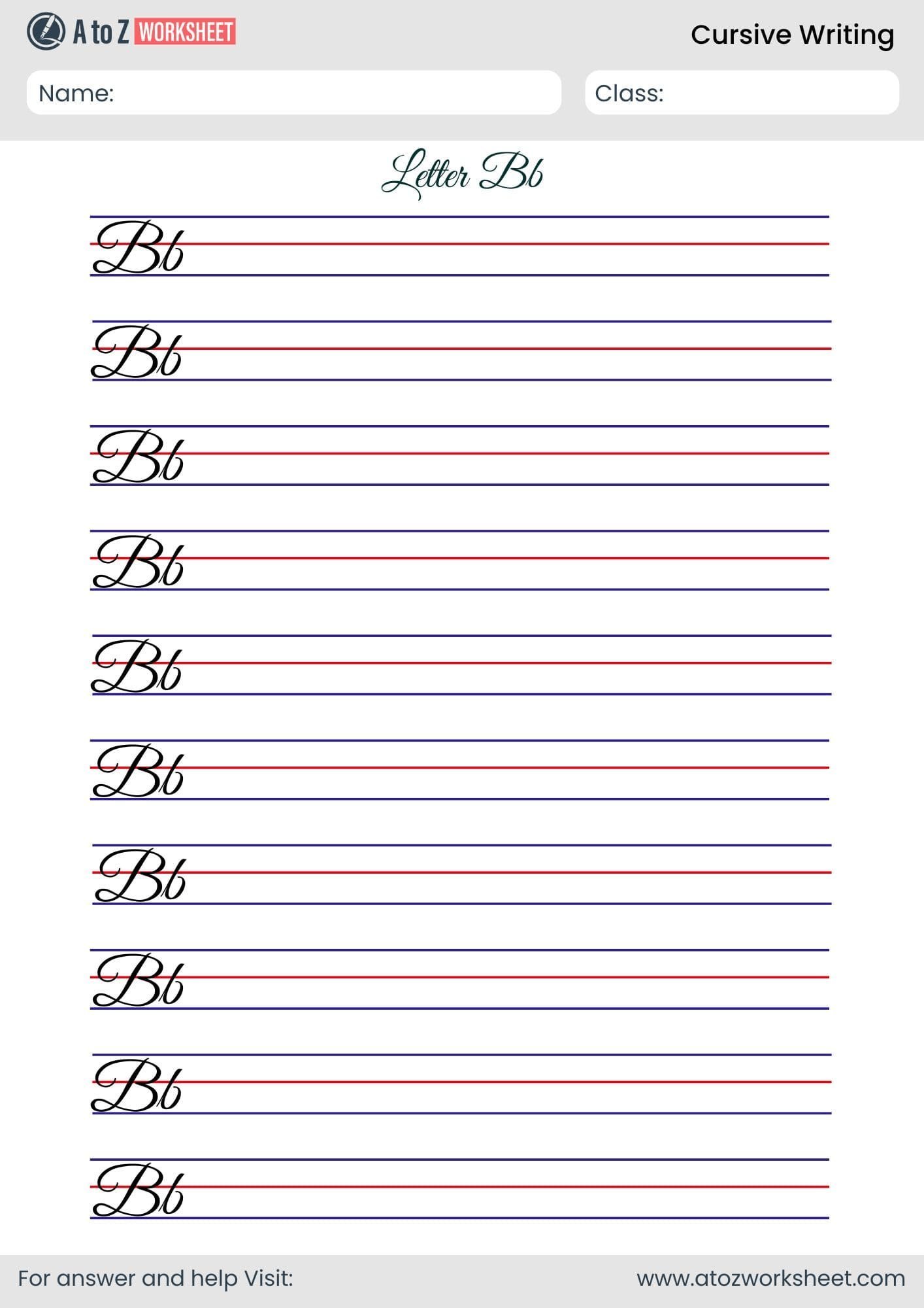 Cursive Writing A To Z Capital Letters Practice Sheets Infoupdate