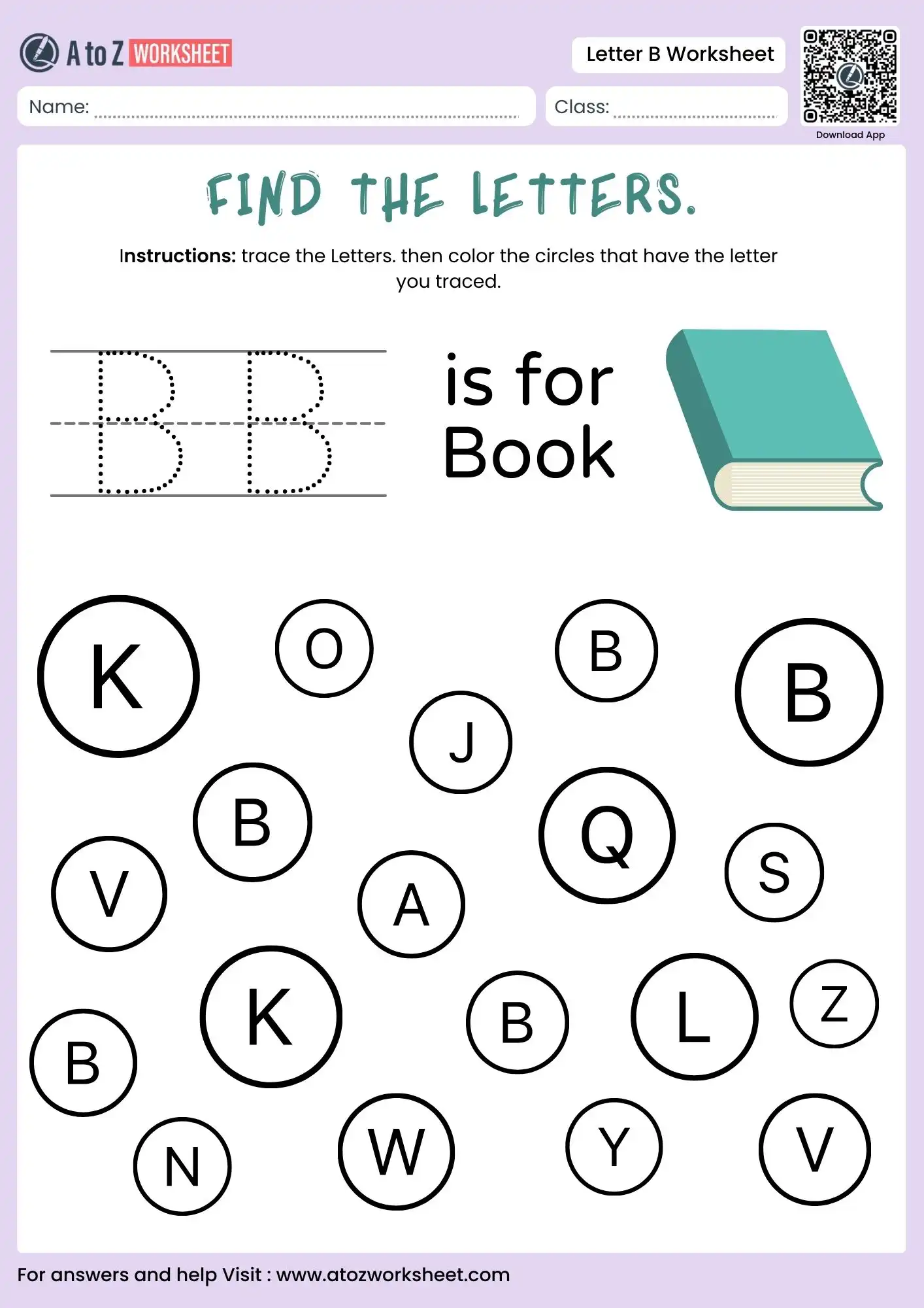 letter b worksheets for finding and coloring letters in a grid
