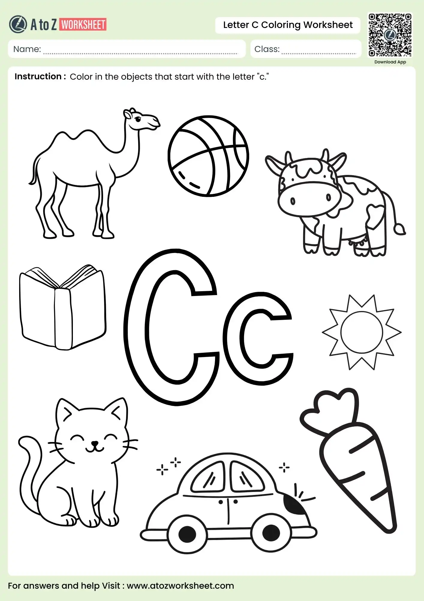 engaging letter c coloring worksheets for phonics practice