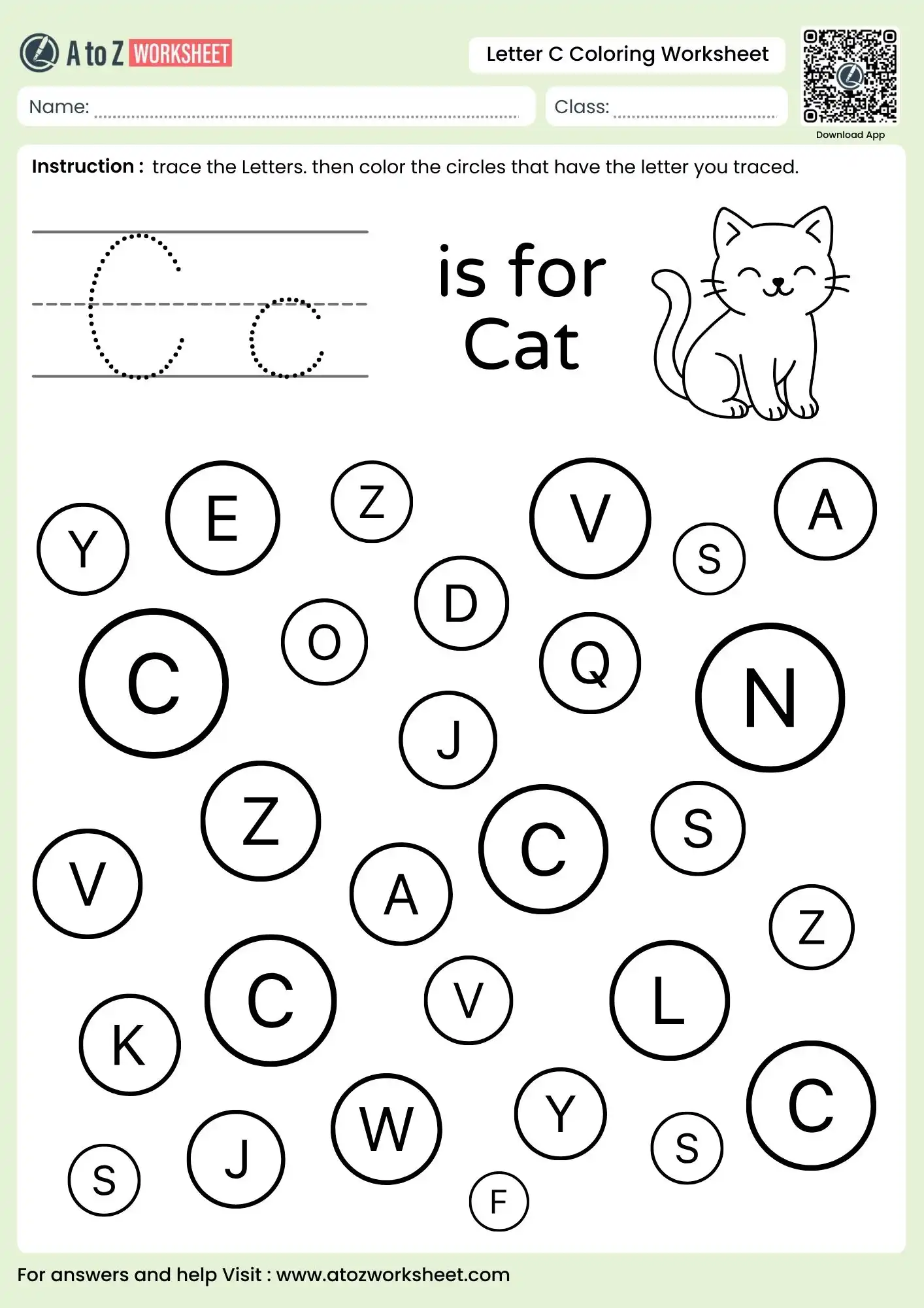 tracing and circling exercises in letter c coloring worksheets