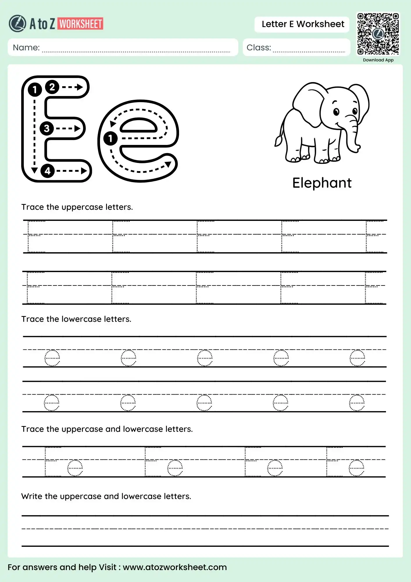letter e worksheets for preschool focusing on handwriting and writing