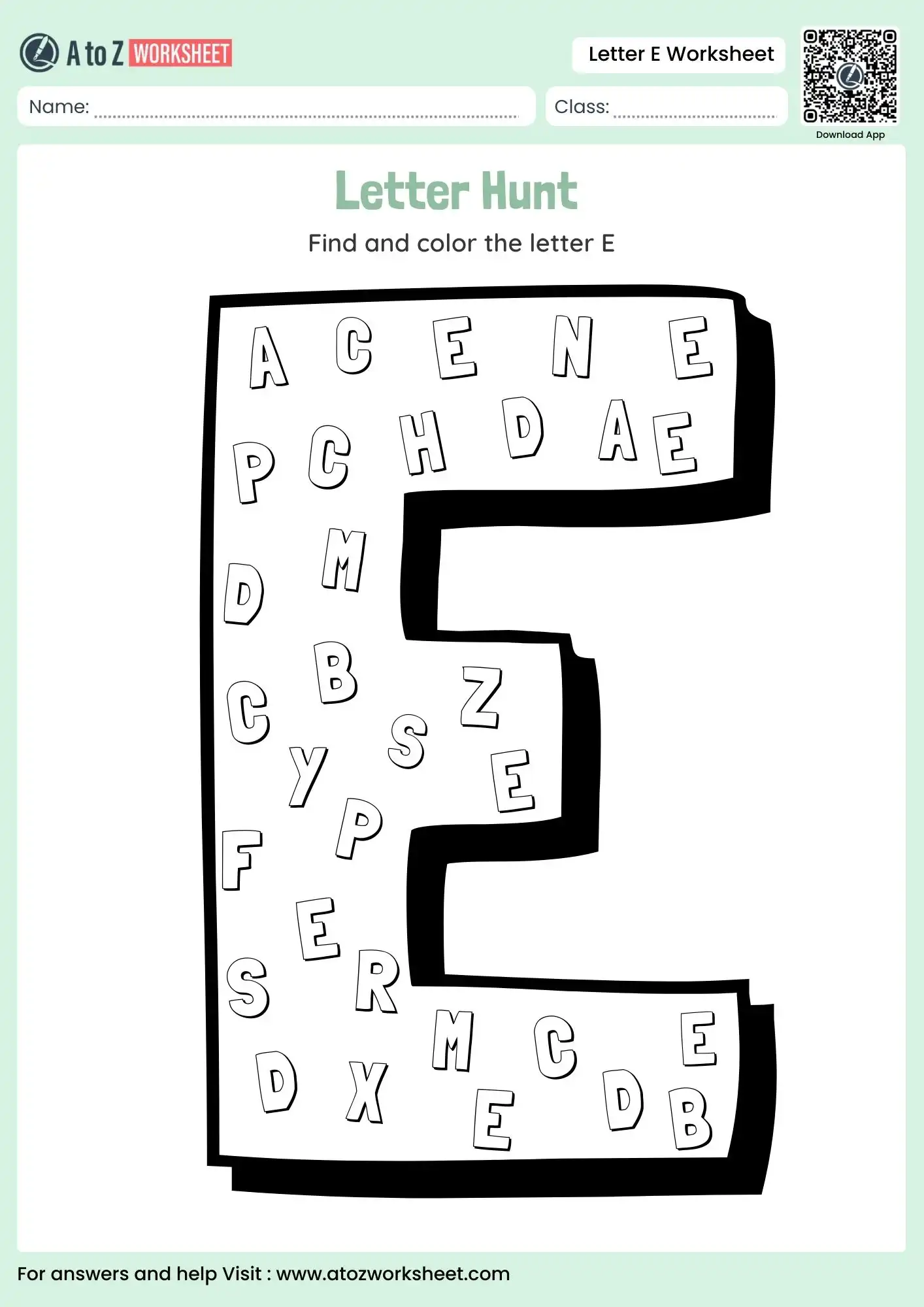 letter e worksheets large letter hunt and color activity