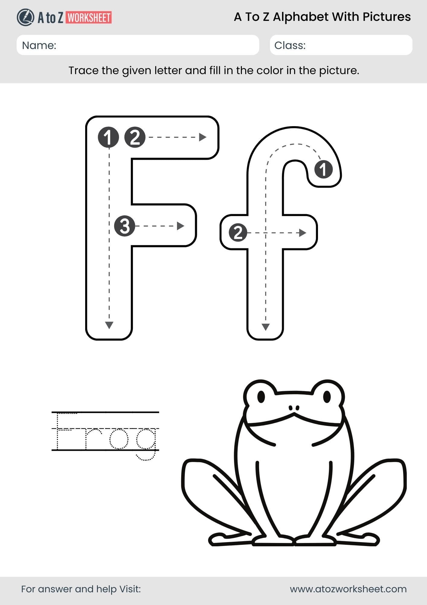 letter f alphabet a to z worksheets with pictures​ and pdf