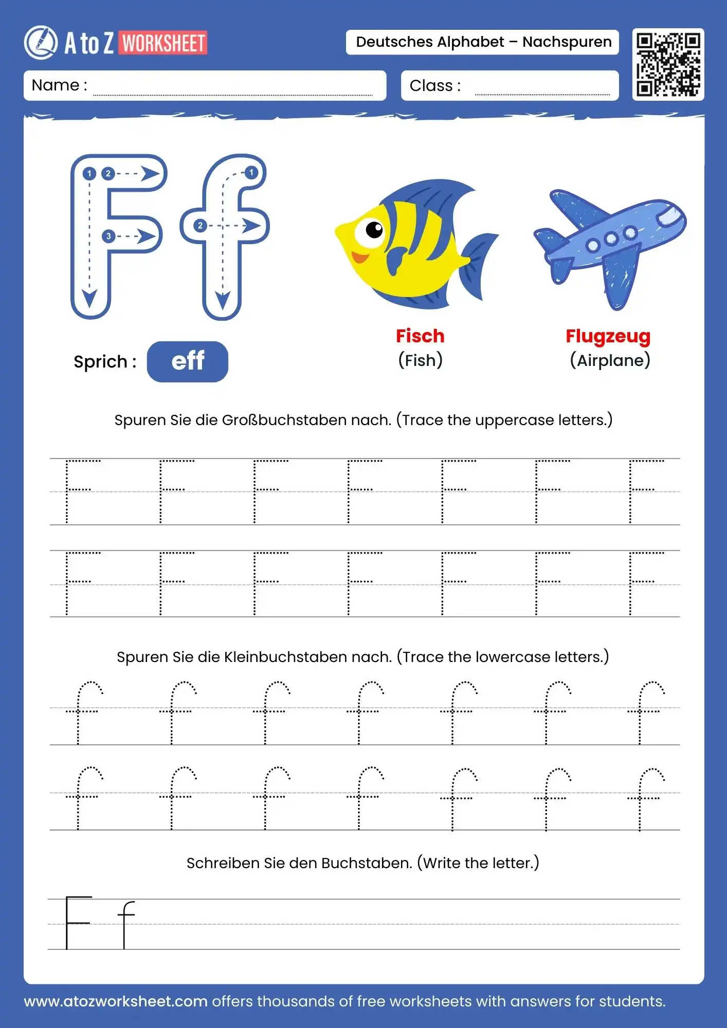 german alphabet tracing worksheets for letter f