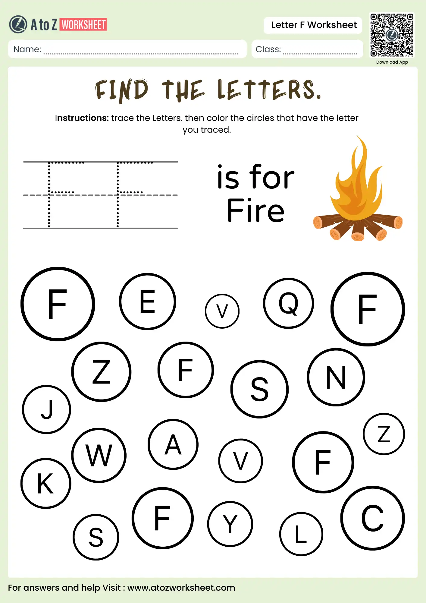 letter f worksheets find the letters search and circle activity