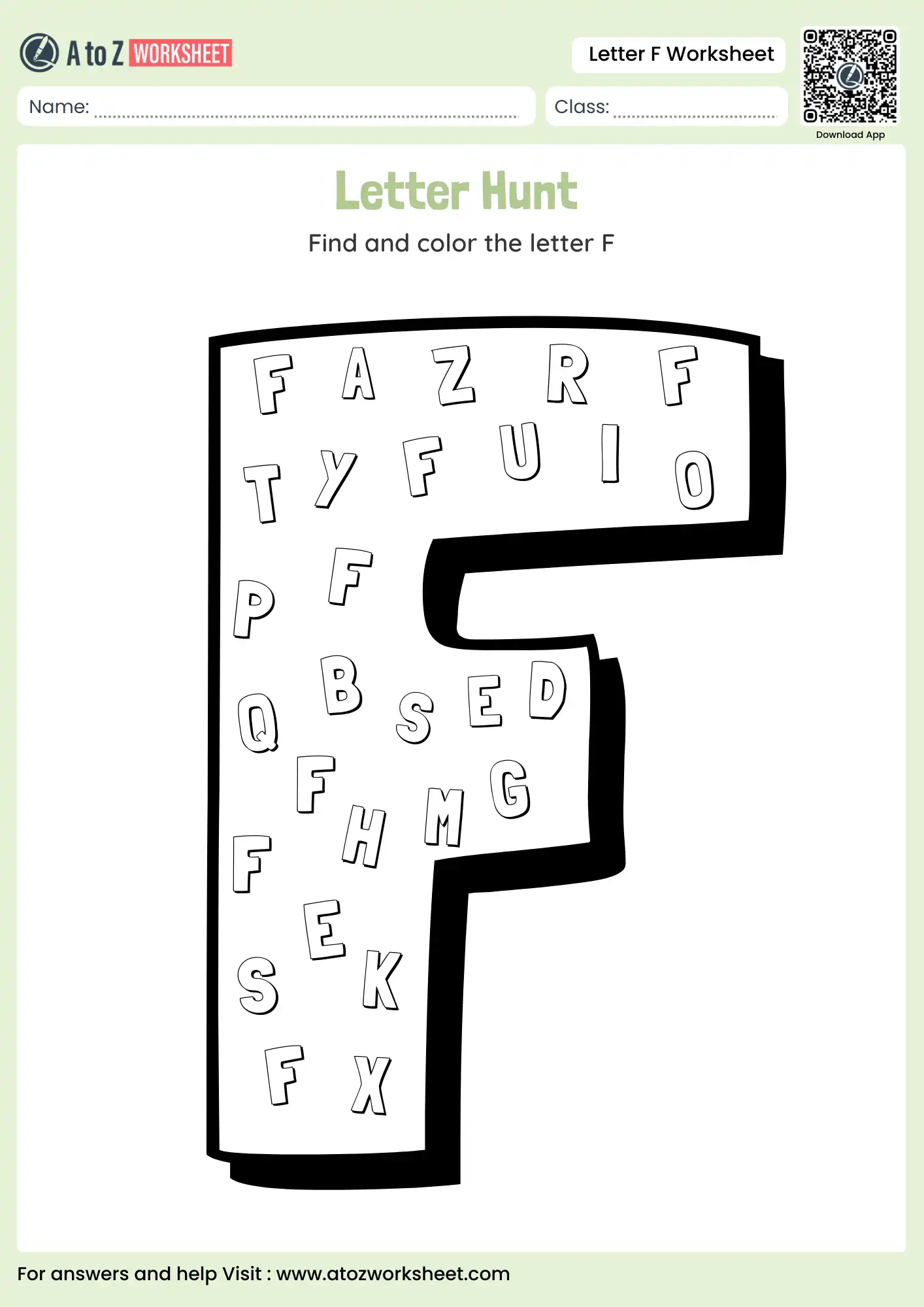 letter f worksheets large letter hunt and color activity