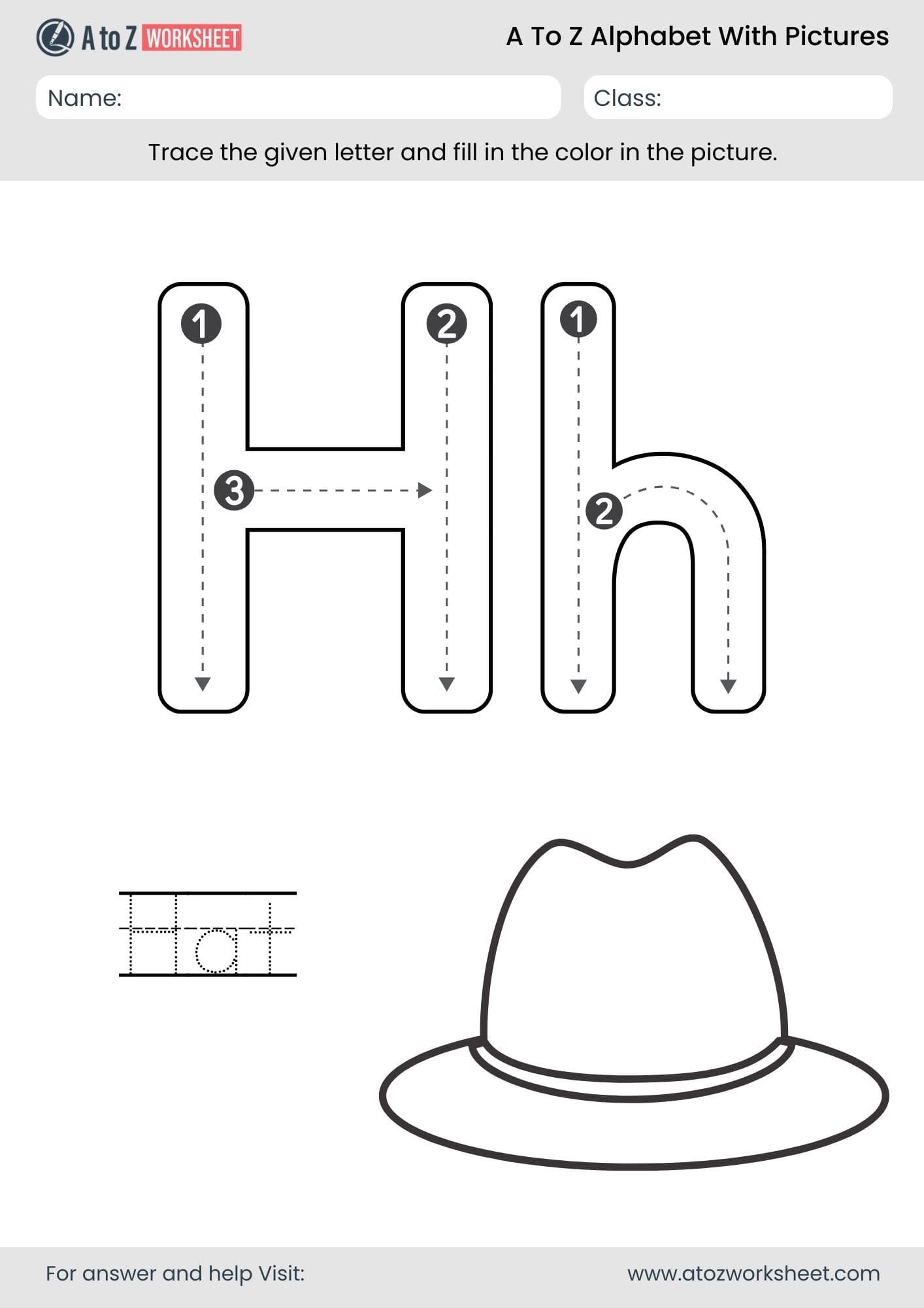 letter h alphabet a to z worksheets with pictures​ and pdf