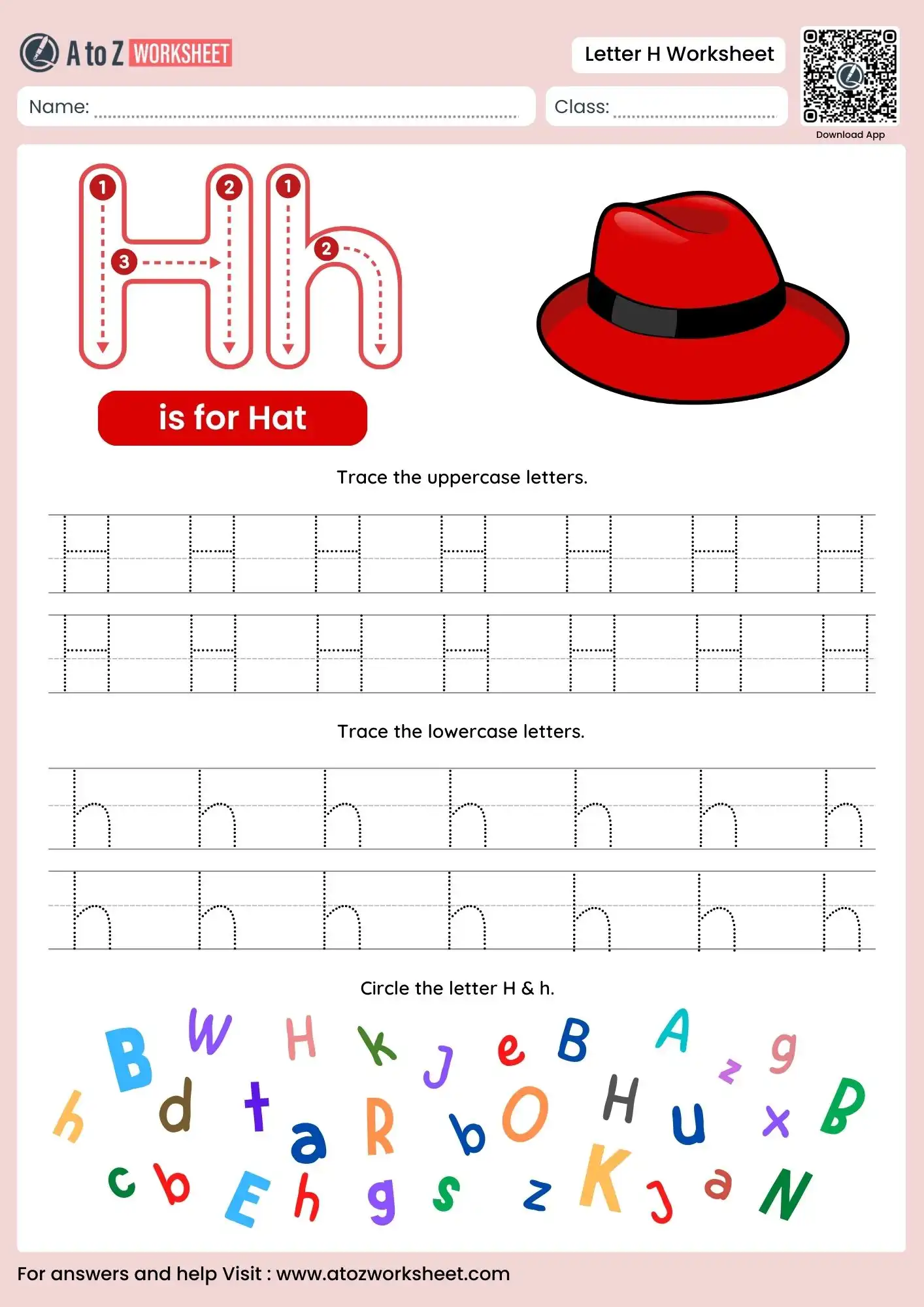 letter h worksheets for kindergarten with house and alphabet search