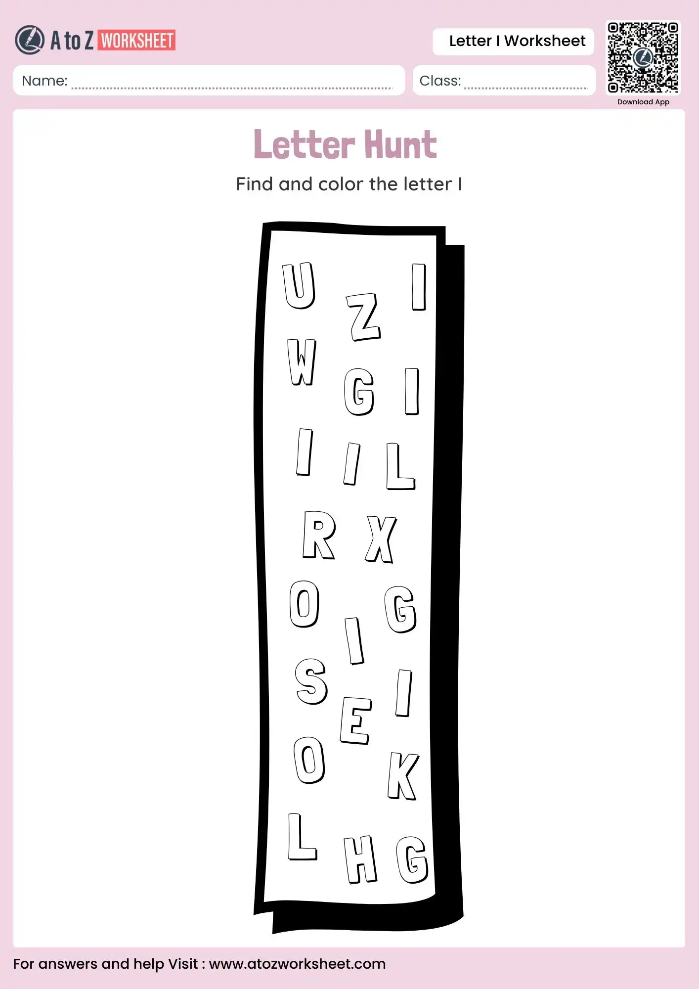 letter i worksheets giant letter hunt and coloring challenge