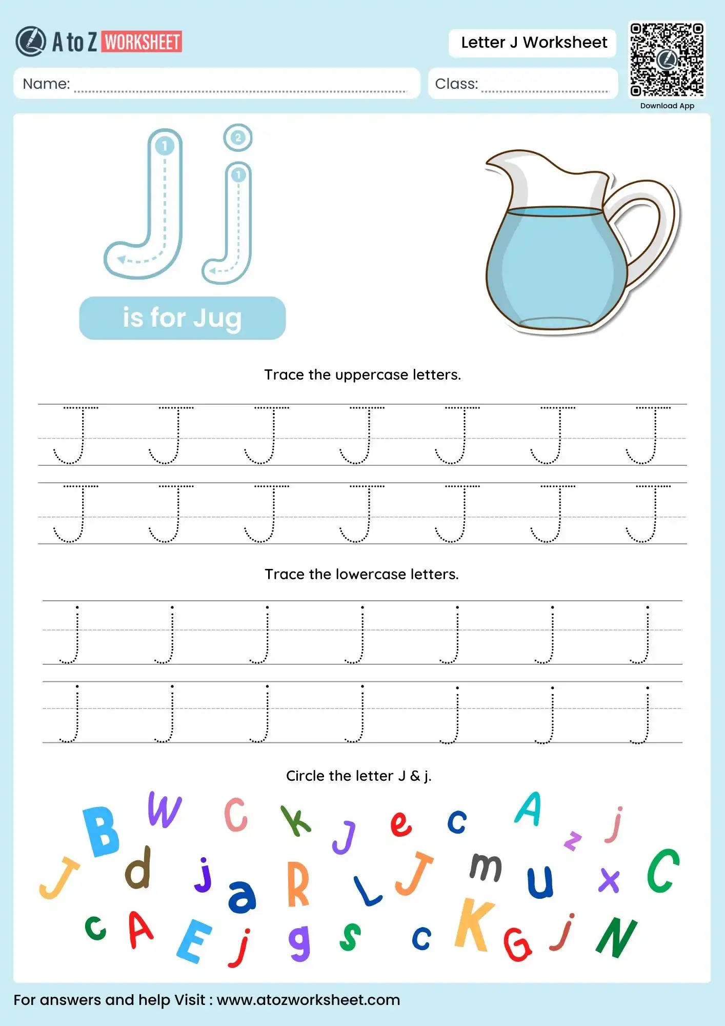 letter j worksheets for kindergarten with jellyfish and alphabet search